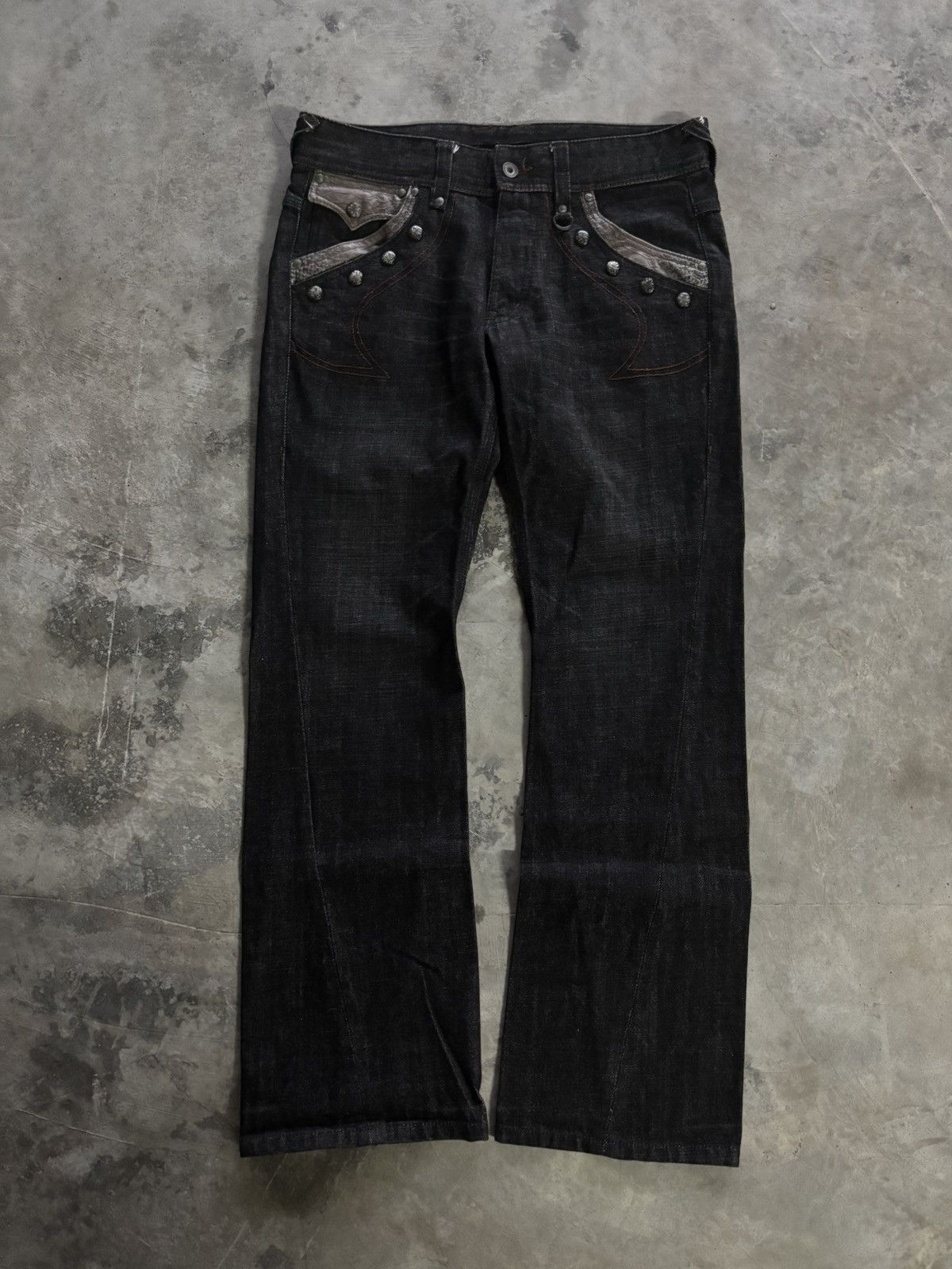 Tornado Mart FLARE NICOLE CLUB FOR MEN SNAKE SKIN POCKET TWIST BOOTCUT Size US 32 / EU 48 - 1 Thumbnail