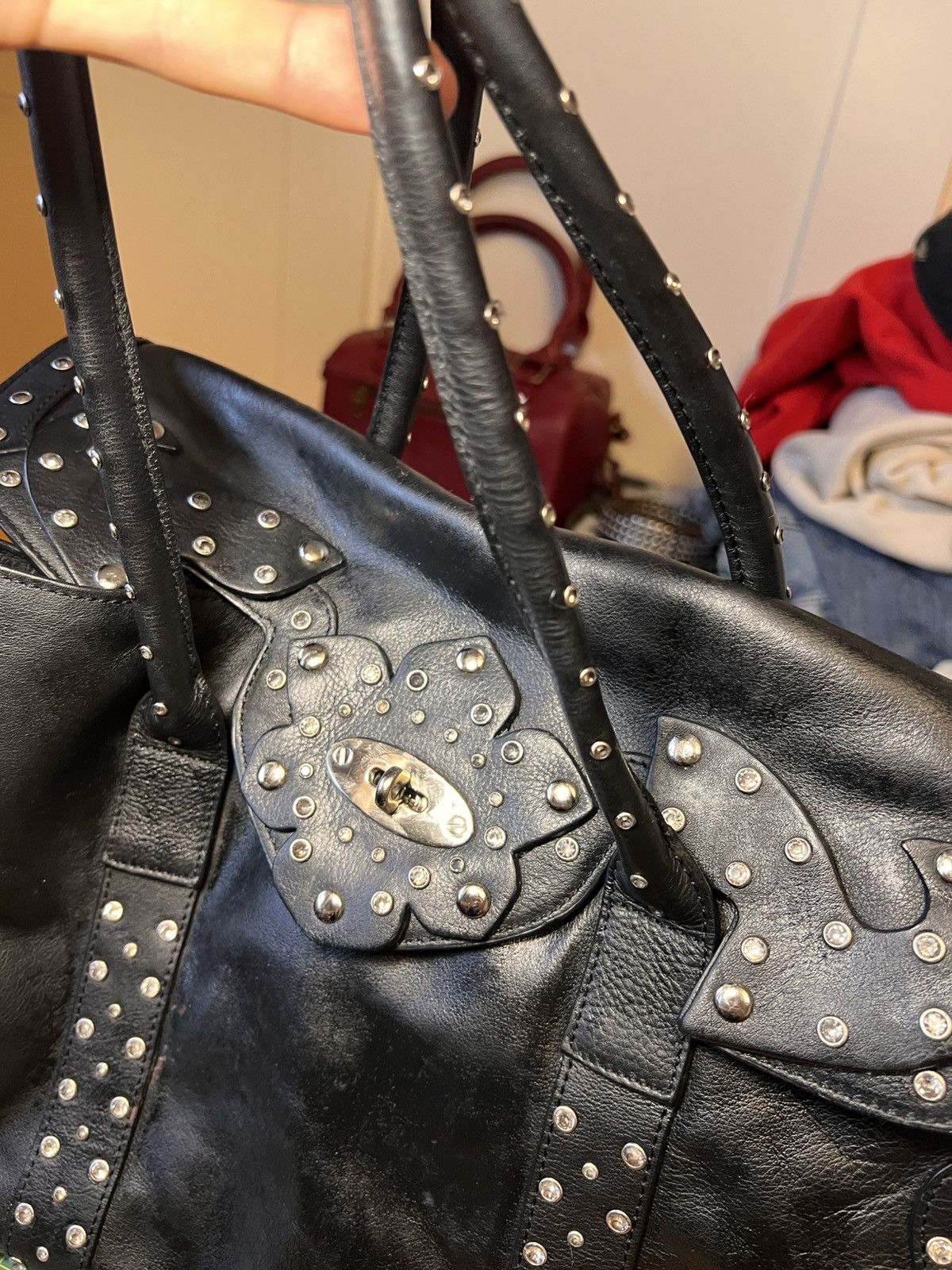 Vintage Vintage CNKW studded rhinestone leather “Birkin” handbag Size ONE SIZE - 8 Thumbnail