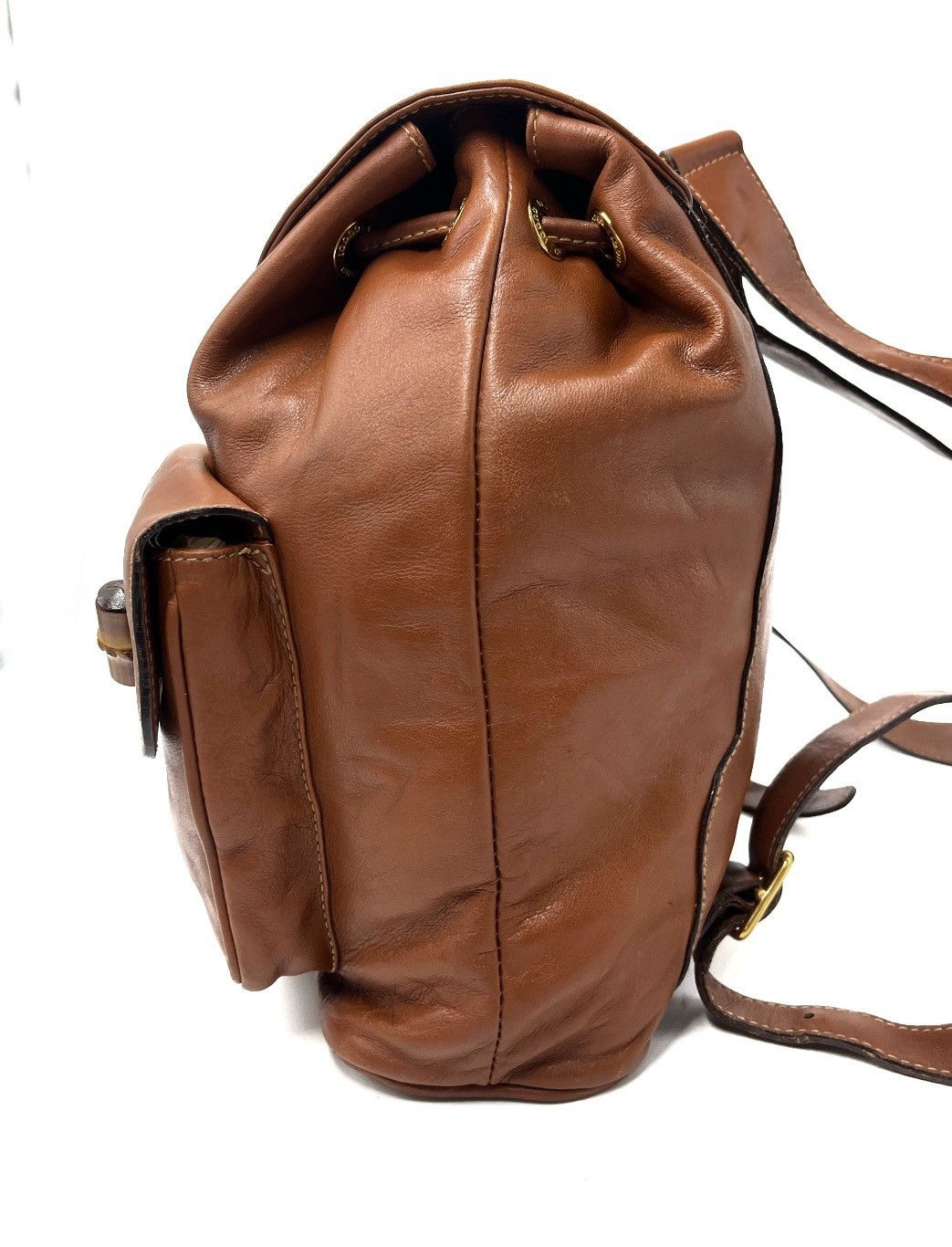 Gucci Authentic Gucci Brown Leather Bamboo Backpack Size ONE SIZE - 6 Thumbnail
