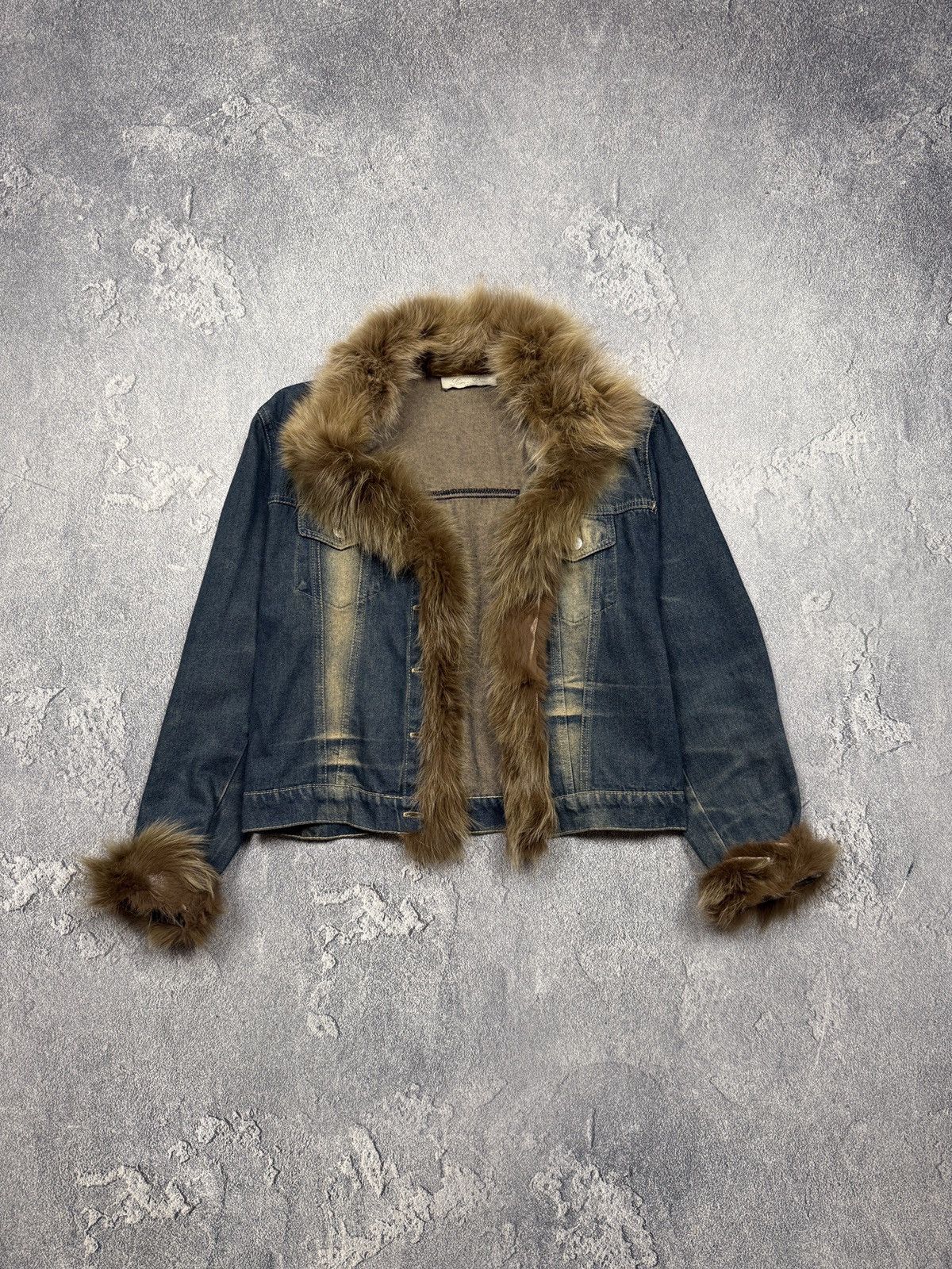 If Six Was Nine Y2K Paris Denim Jacket with Fluffy Fur Size M / US 6-8 / IT 42-44 - 2 Thumbnail