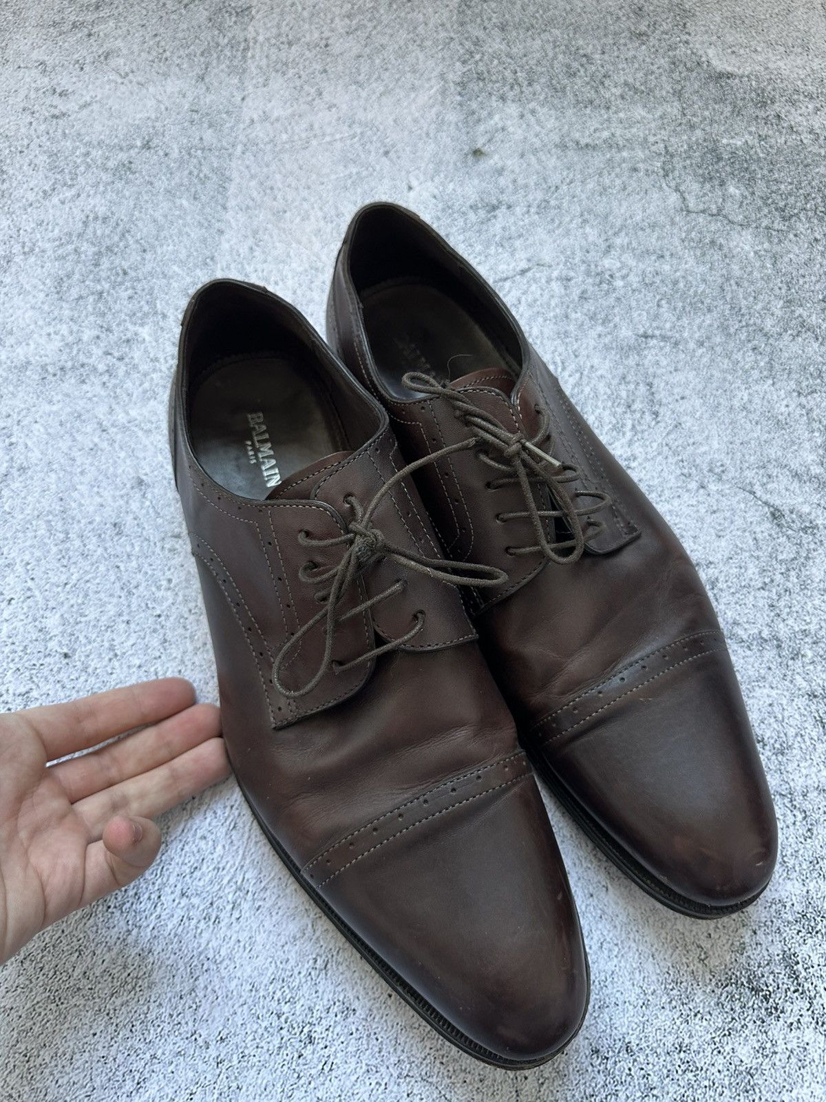 Balmain Balmain Leather Classic Shoes Brown 45 EU Size US 11.5 / EU 44-45 - 9 Thumbnail
