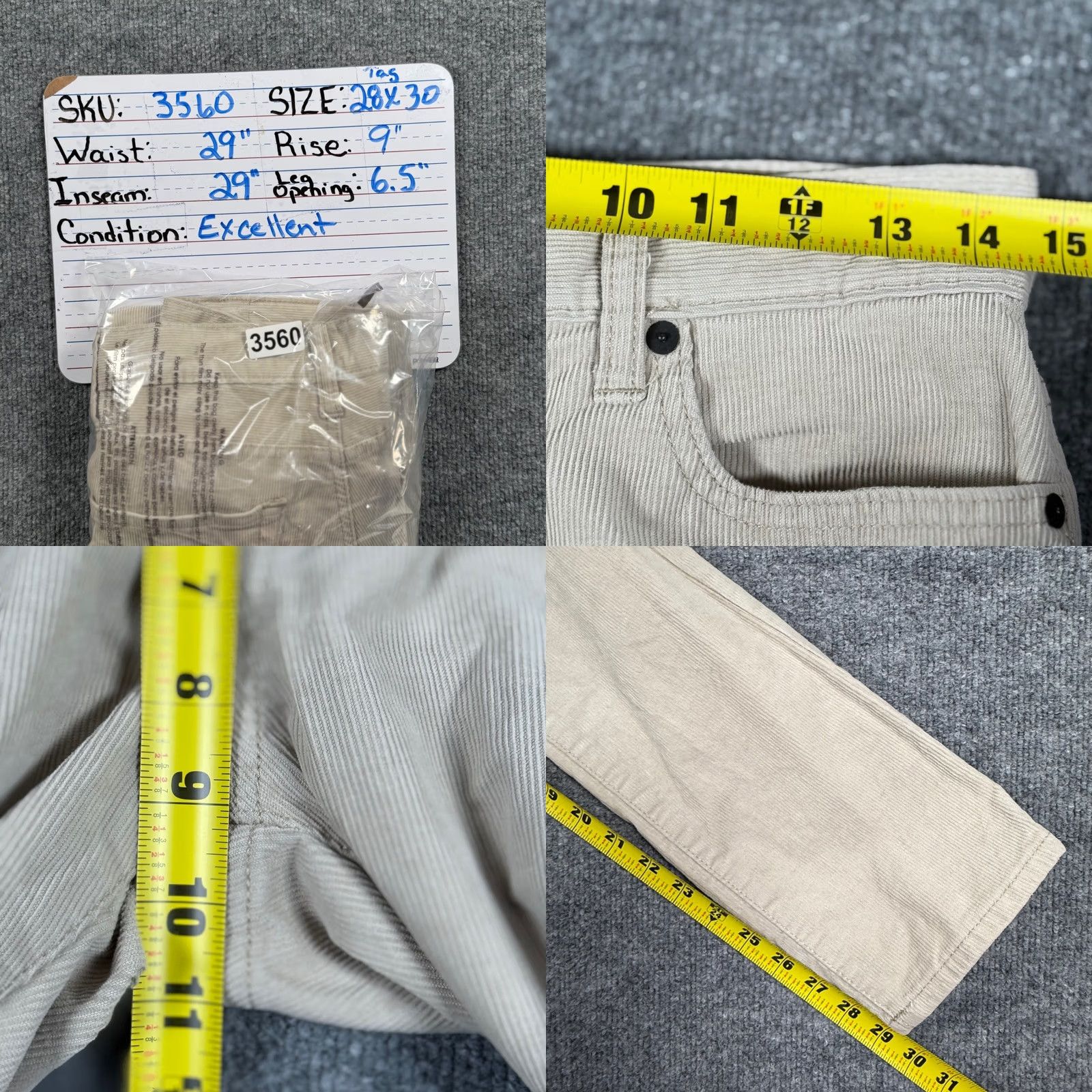 Aeropostale Aeropostale Skinny Corduroy Pants Beige 29x29 Men Slim 5-Pocket Denim Style Jeans Stretch Vintage No N/A Size US 29 - 8 Thumbnail