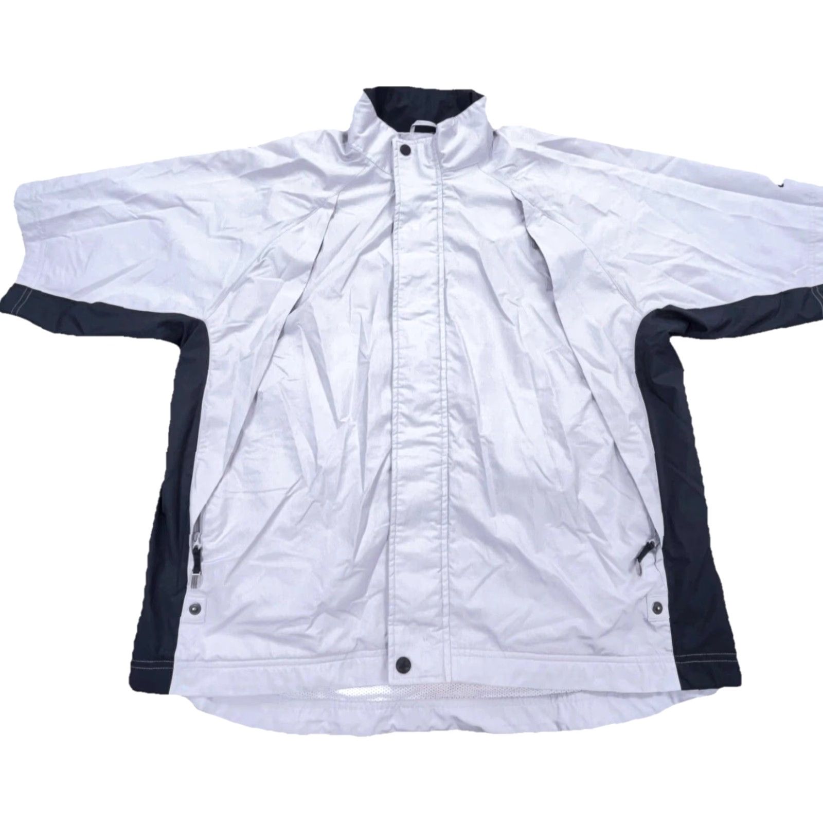 Adidas Adidas Windbreaker Jacket Men Medium Gray Black Short Sleeve Zip Pocket Logo Windbreaker Windshirt Size US M / EU 48-50 / 2 - 2 Thumbnail