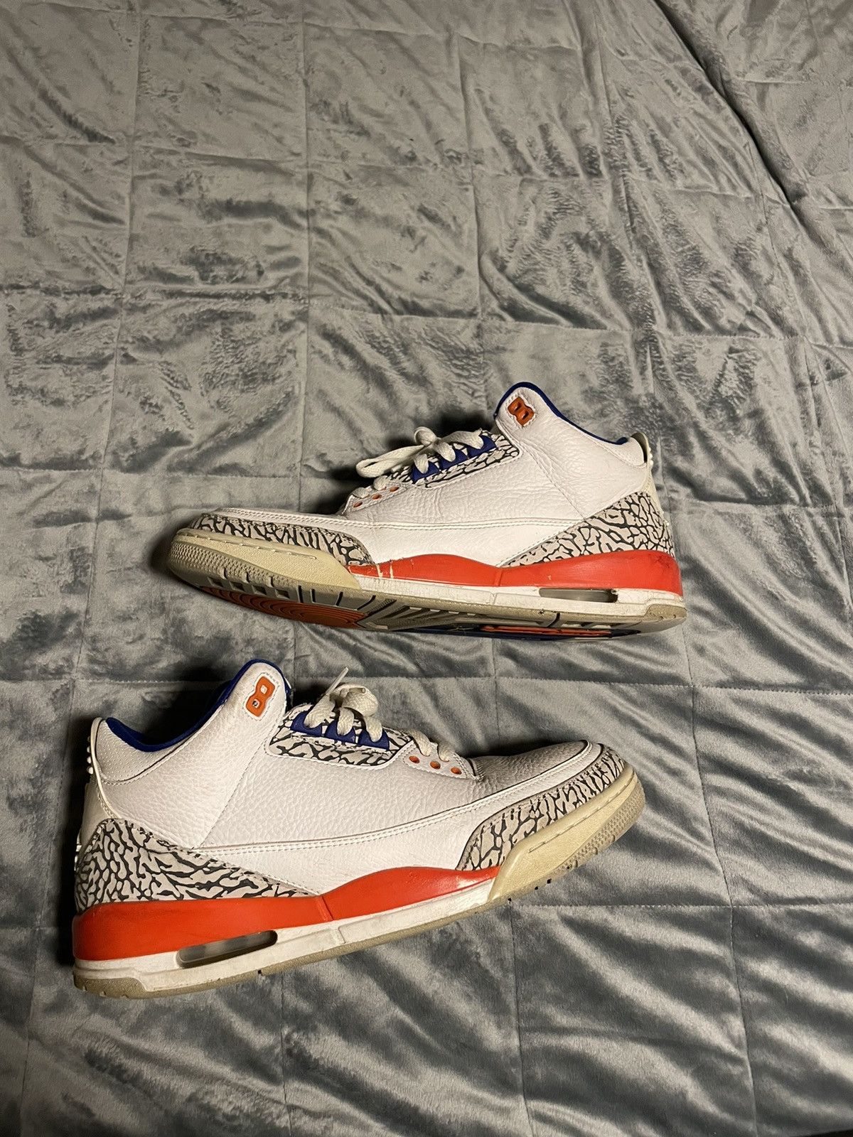 image of Jordan Brand 3 ‘Knicks’ Shoes in White, Men's (Size 11)