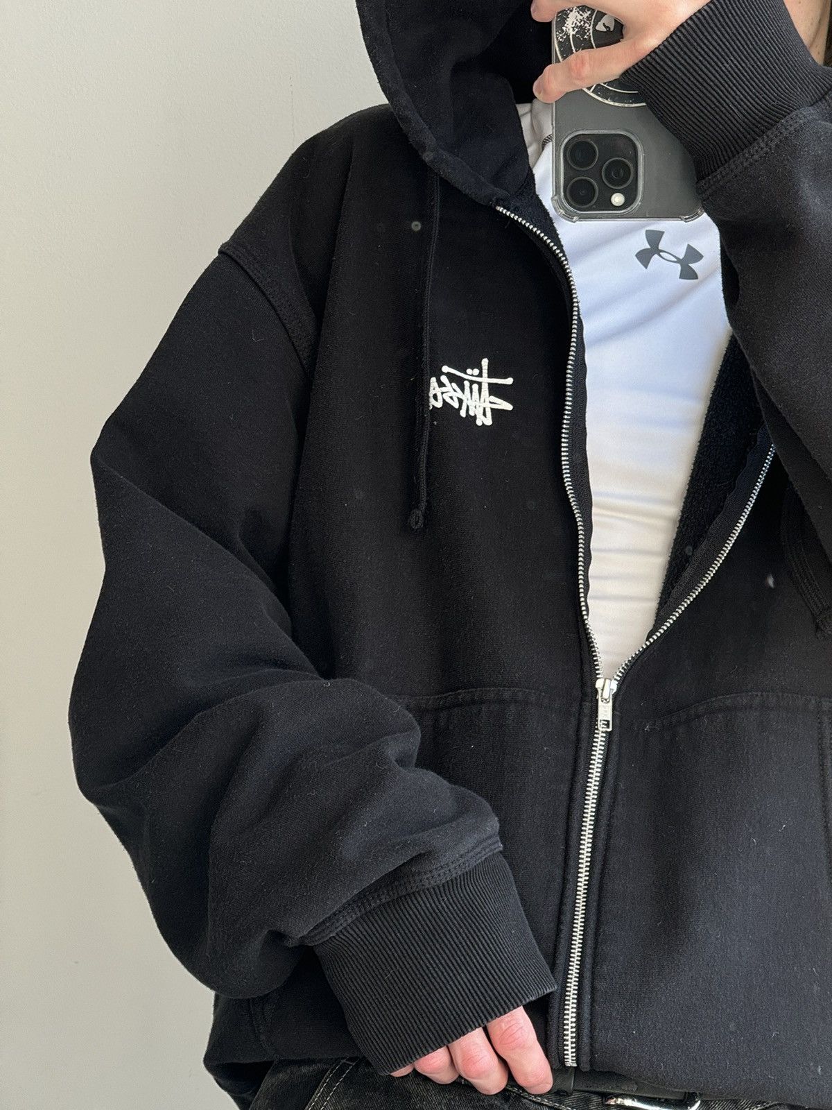 Stussy × Vintage STUSSY Big Logo LOGO VINTAGE OVERSIZE Zip Up Black HOODIE Size US XXL / EU 58 / 5 - 7 Thumbnail