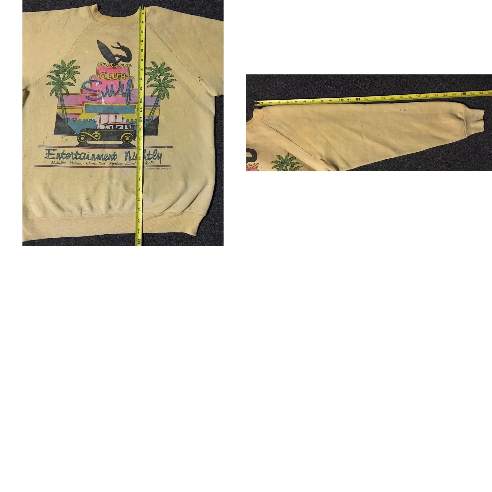 Quiksilver Vintage 80s Surf Thrashed Distress Sweatshirt XS Yellow - Striped - Quiksilver Size US XS / EU 42 / 0 - 11 Thumbnail