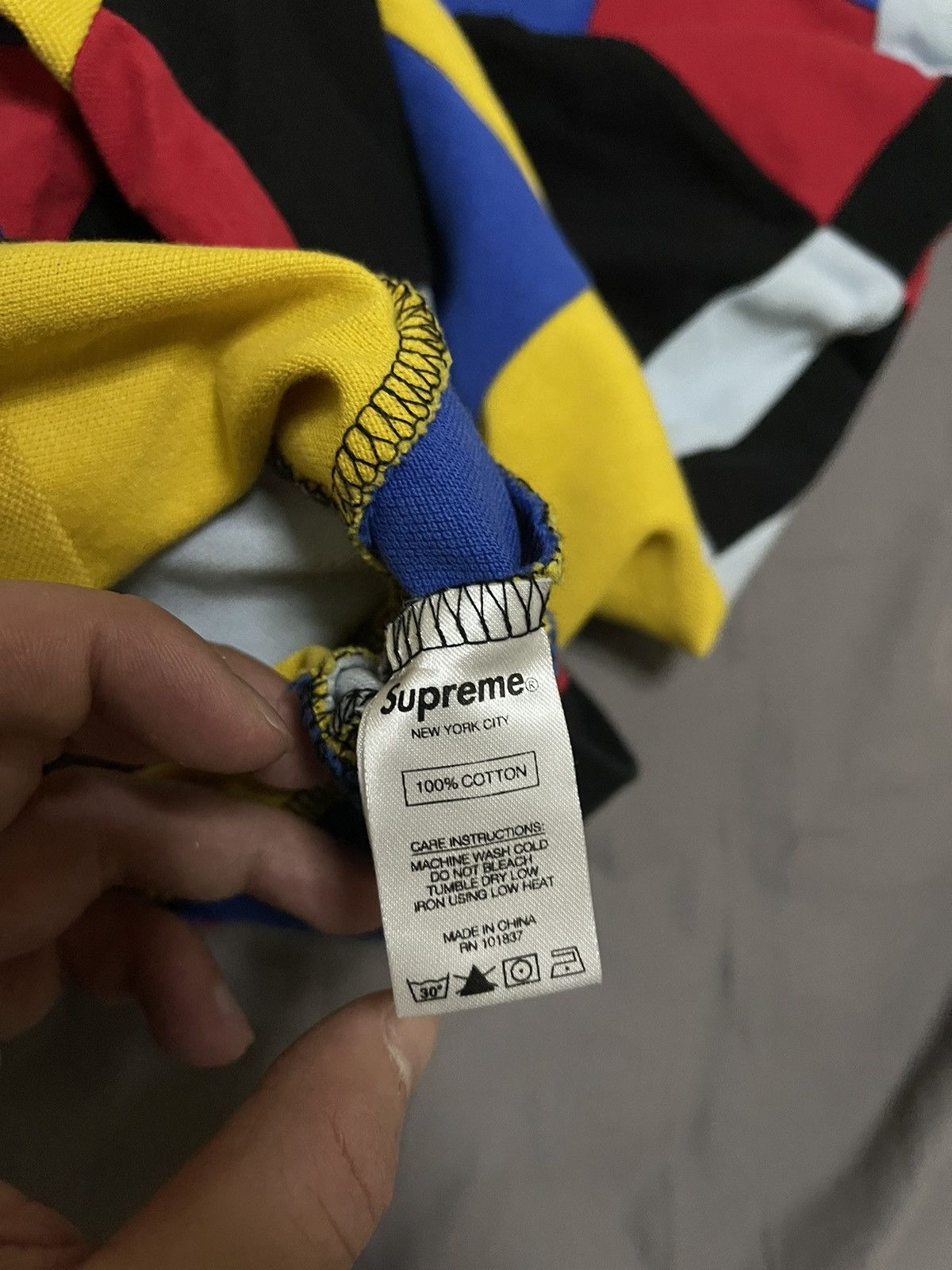 Supreme Supreme patchwork pique Tee red/yellow/blue Size US M / EU 48-50 / 2 - 4 Thumbnail