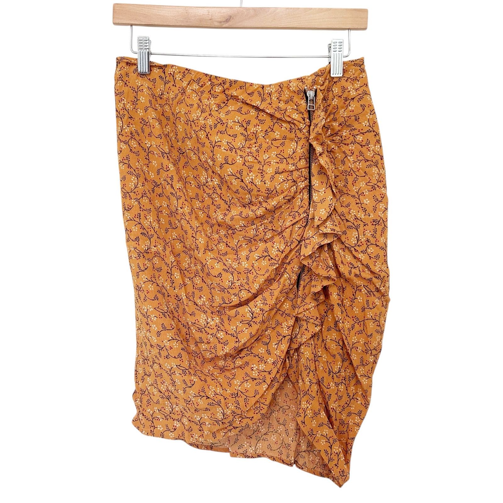Veronica Beard Veronica Beard Spencer Yellow Ditsy Floral Ruched Skirt Sz 8 Size 30" / US 8 / IT 44 - 1 Thumbnail