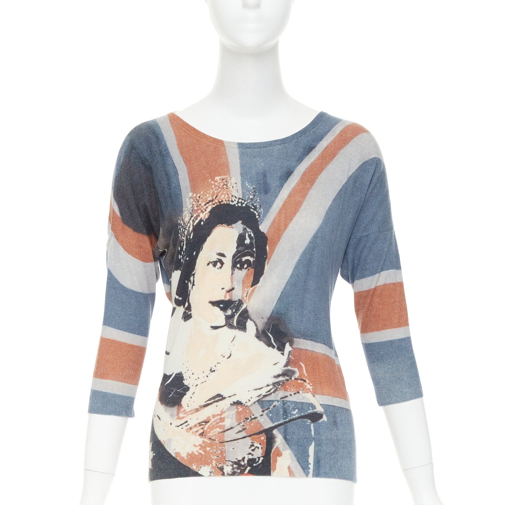 Alexander McQueen ALEXANDER MCQUEEN 2008 Runway Queen Elizabeth Portrait Union Jack cashmere sweater S Size S / US 4 / IT 40 - 1 Thumbnail