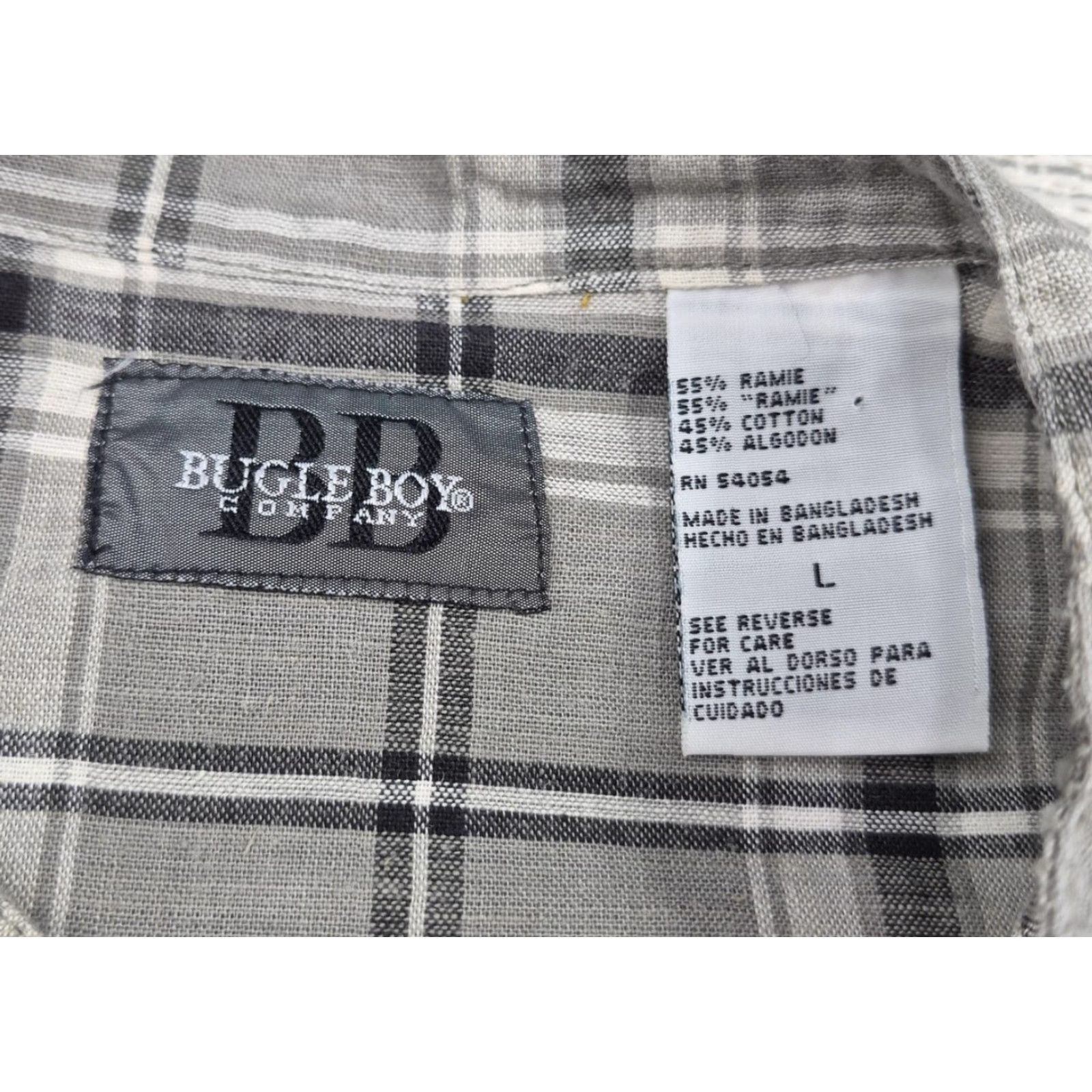 Bugle Boy Bugle Boy Button Up Shirt Mens Large Gray Plaid Band Collar Long Sleeve vintage Size US L / EU 52-54 / 3 - 5 Thumbnail