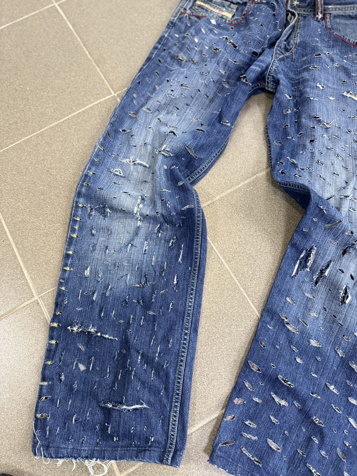 Diesel × Japanese Brand Jeans Dirty Pants faded crash denim thrashed y2k distressed Size US 34 / EU 50 - 4 Thumbnail