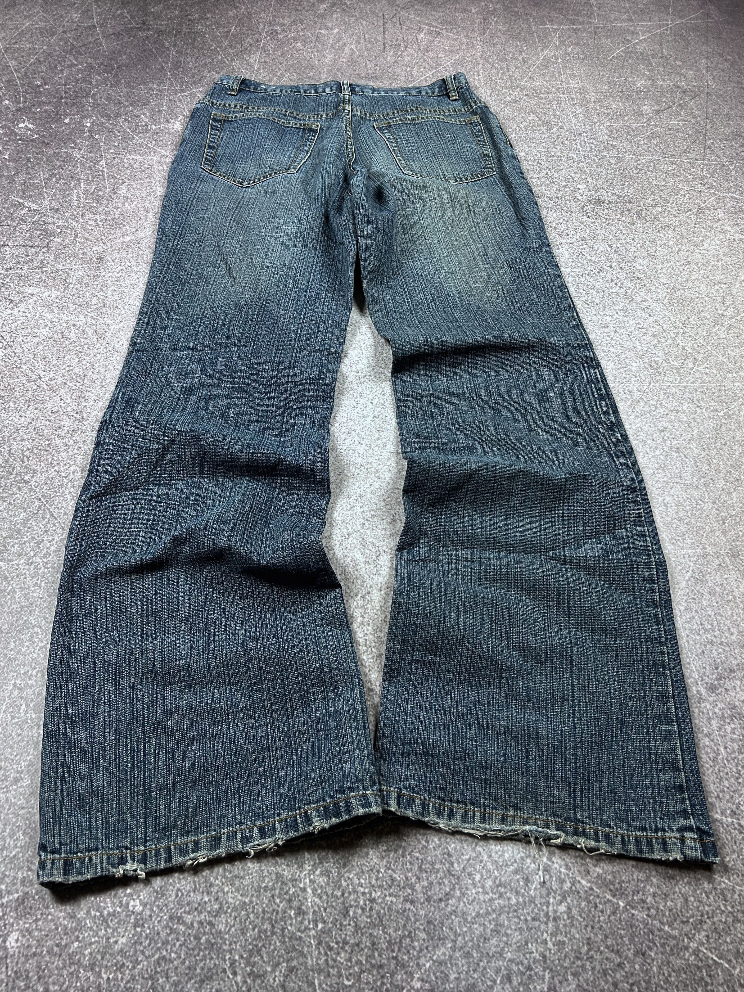Designer VTG FLARED RICK OWENS STYLE STONE WASHED JEANS 90S Size US 30 / EU 46 - 2 Thumbnail