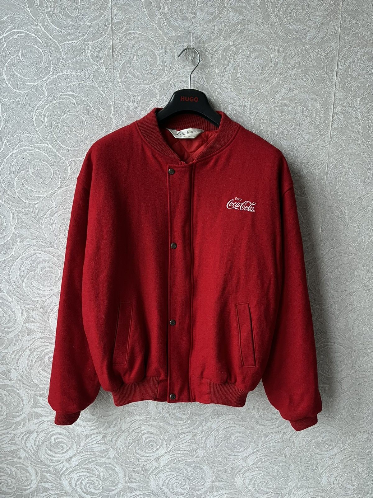 Coca Cola Vintage 90s Coca Cola Enjoy It Wool Red Bomber Jacket Rare Size US L / EU 52-54 / 3 - 1 Thumbnail