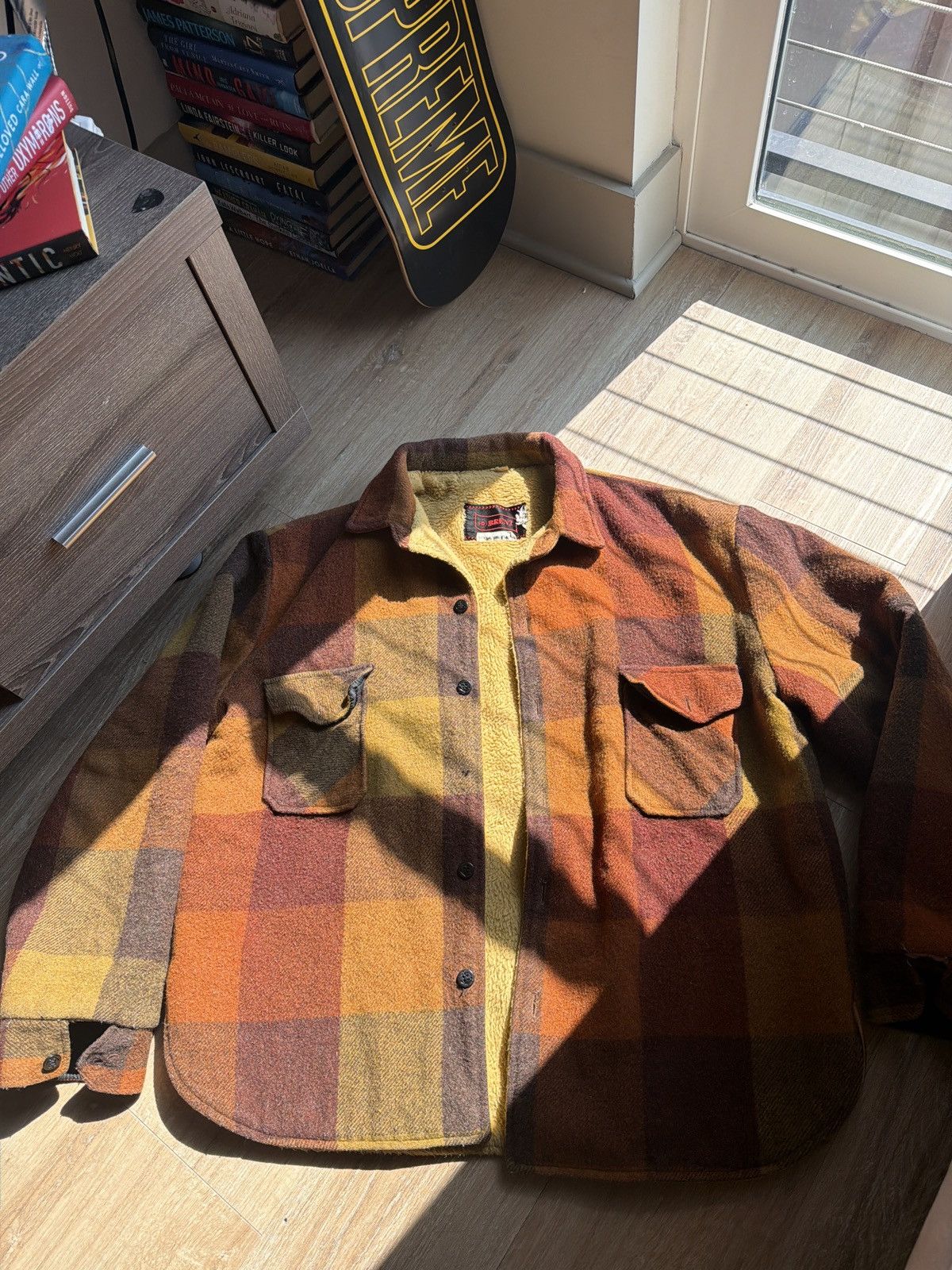 Vintage Vintage early 60s Orange wool buffalo plaid shirt Size US L / EU 52-54 / 3 - 4 Thumbnail