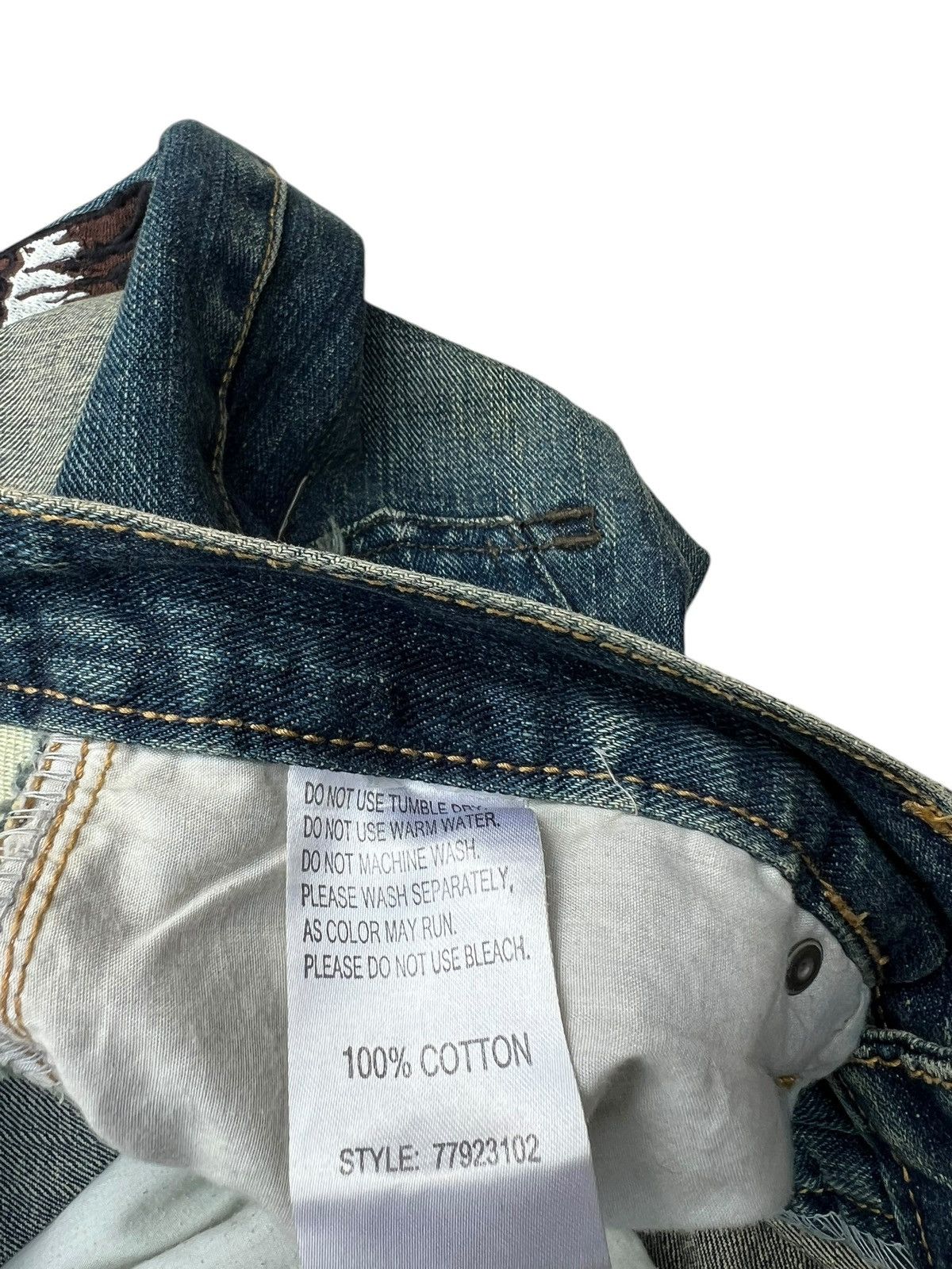 Vintage Dirty Mud Japan Brand Rips Eagle Embroidery Distress Jeans Size US 31 - 20 Thumbnail