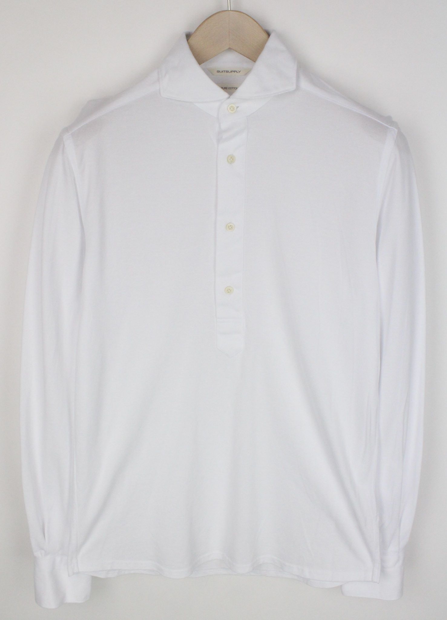 Suitsupply 37/ 14 1/2/38/ 15 White Extra Slim Cotton Polo 72447 Size 38R - 1 Thumbnail