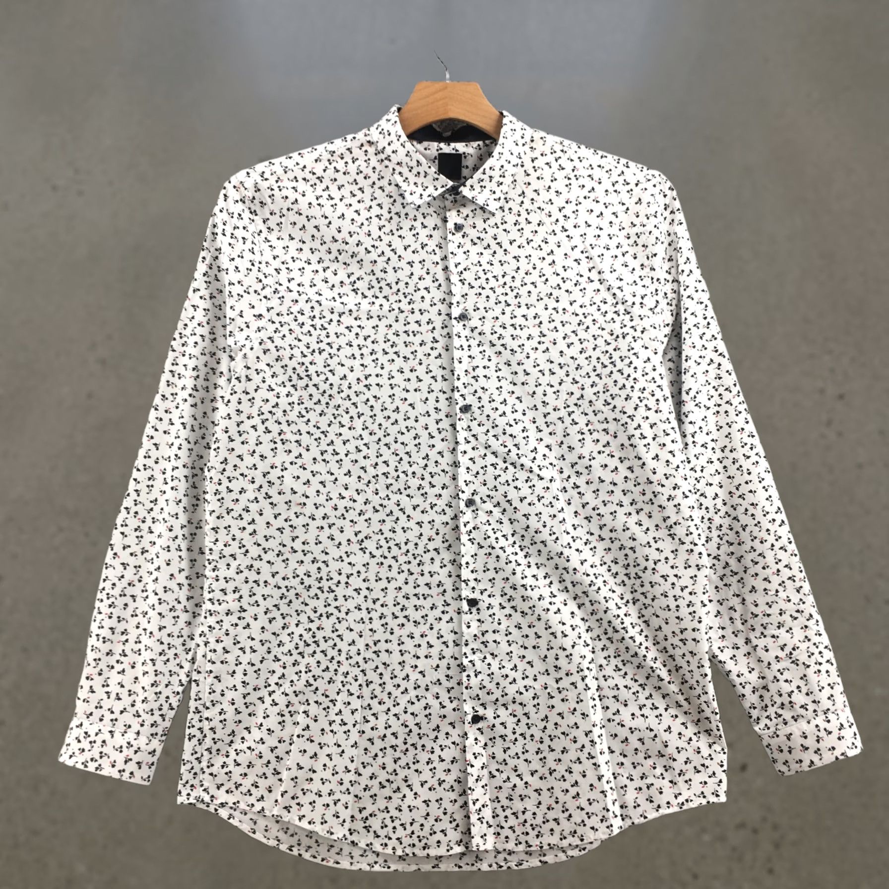 H&M H&M Shirt Mens XL White Floral Long Sleeve Button Up Slim Fit Size US XL / EU 56 / 4 - 1 Thumbnail