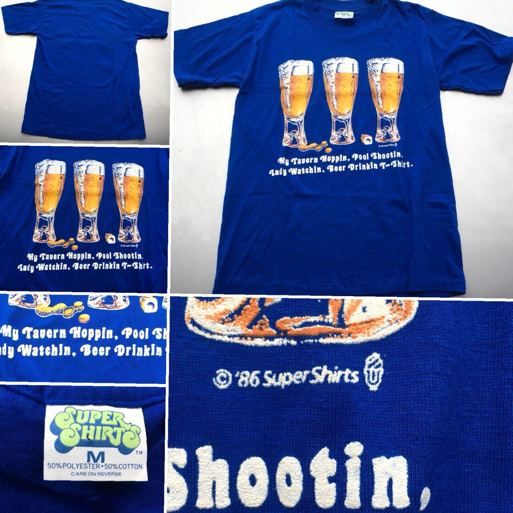 Vintage VINTAGE Super Shirts Beer T-Shirt M Men United States Blue 1980s 80s Graphic Tee Tavern Hoppin Size US M / EU 48-50 / 2 - 2 Thumbnail