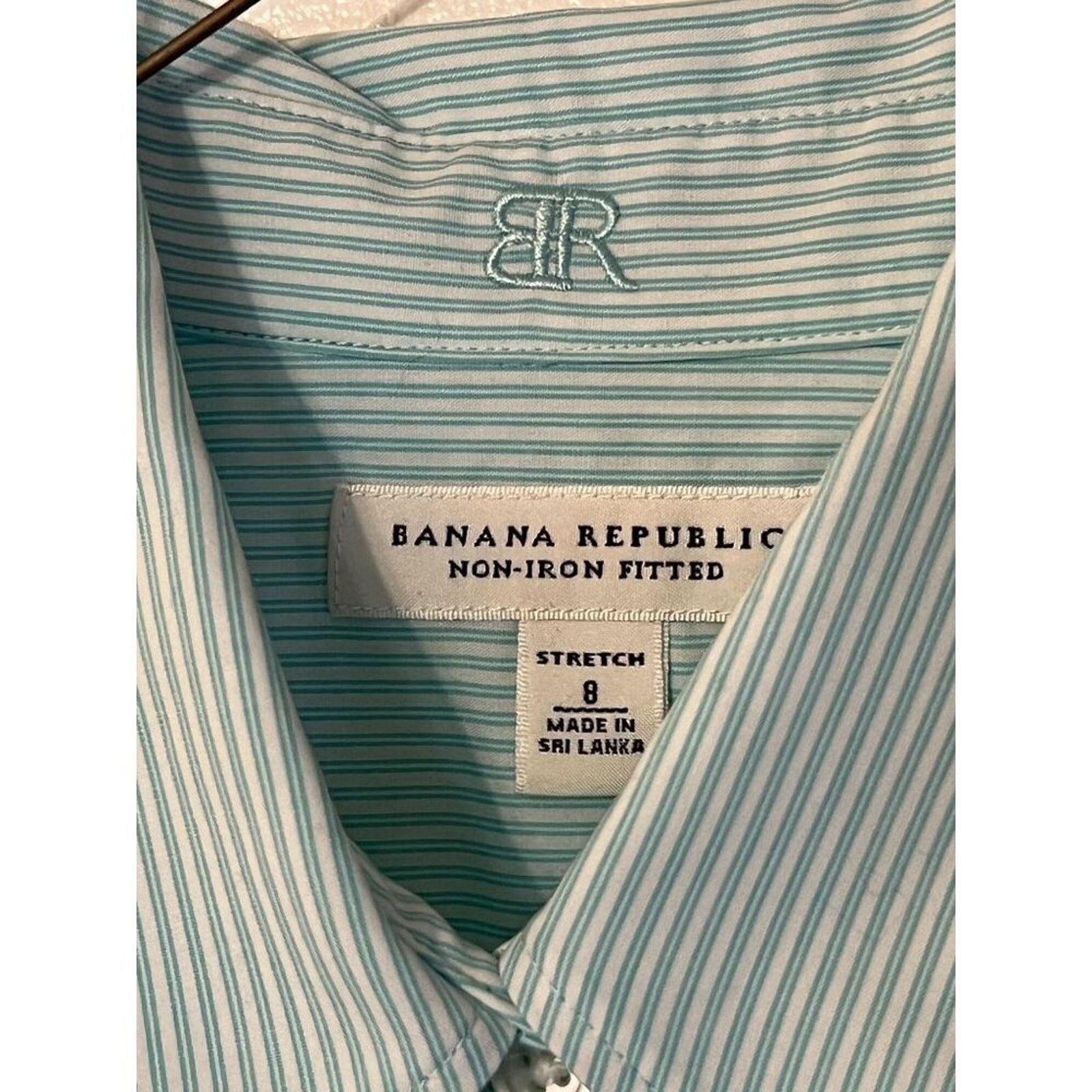 Banana Republic Banana Republic Non Iron Fitted Shirt size 8 Green Pinstripe Size M / US 6-8 / IT 42-44 - 3 Thumbnail