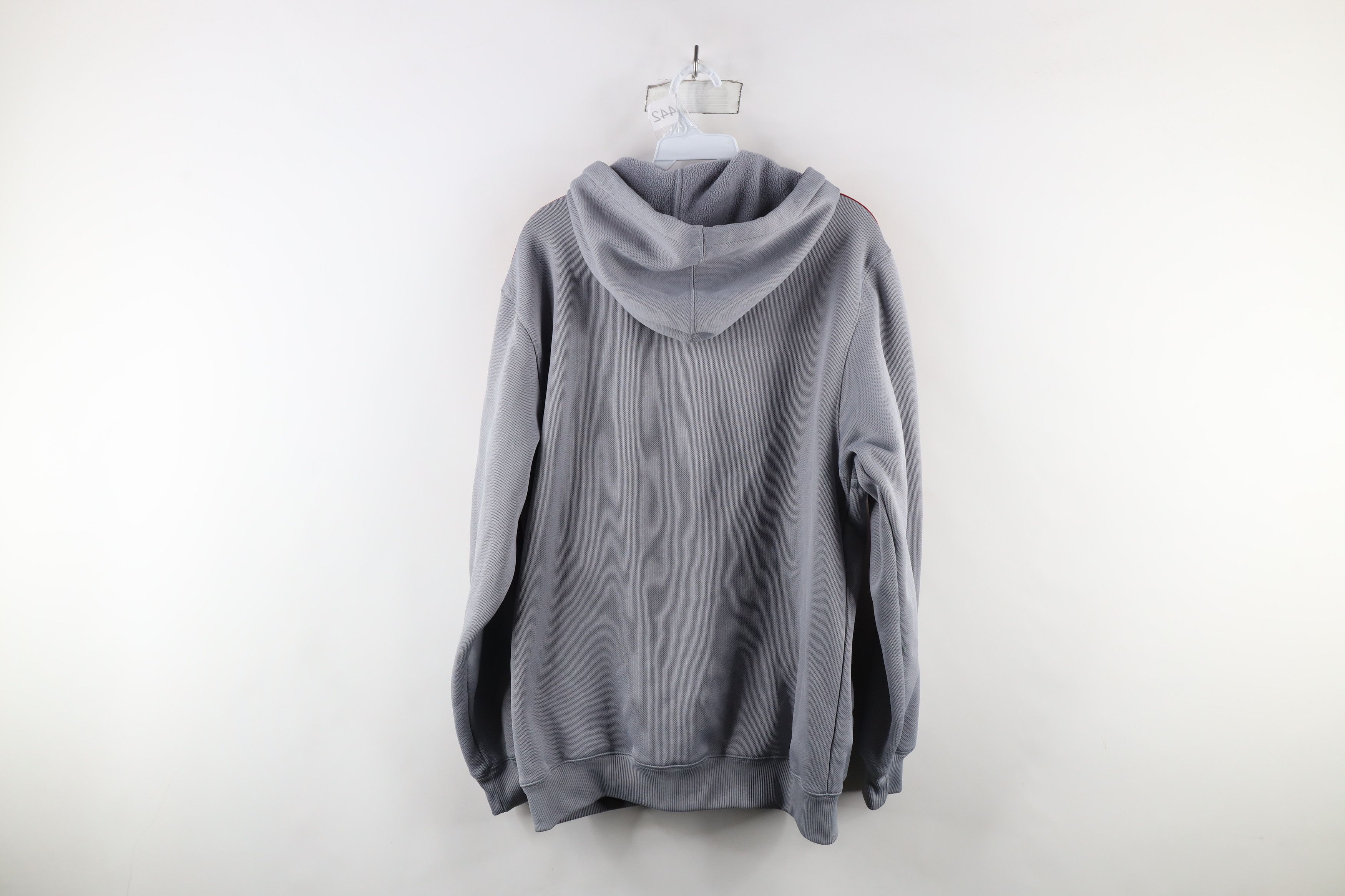 Adidas × Vintage Vintage Adidas Striped Mesh Knit Hoodie Sweatshirt Gray Size US L / EU 52-54 / 3 - 14 Thumbnail