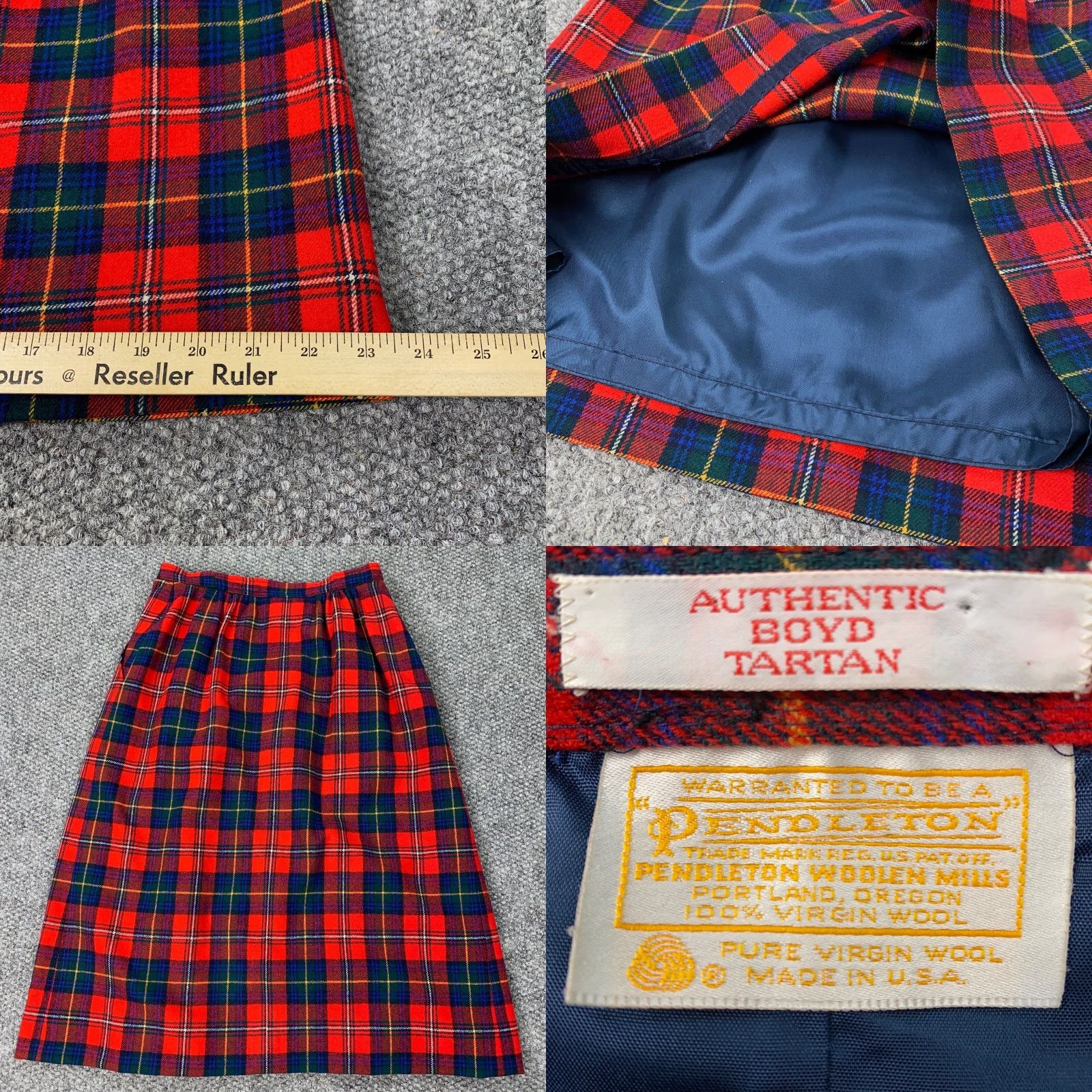 Pendleton VTG Pendelton Skirt Womens 26" Waist Boyd Tartan Plaid Wool Midi USA Lined Pockets Size 26" / US 2 / IT 38 - 8 Thumbnail