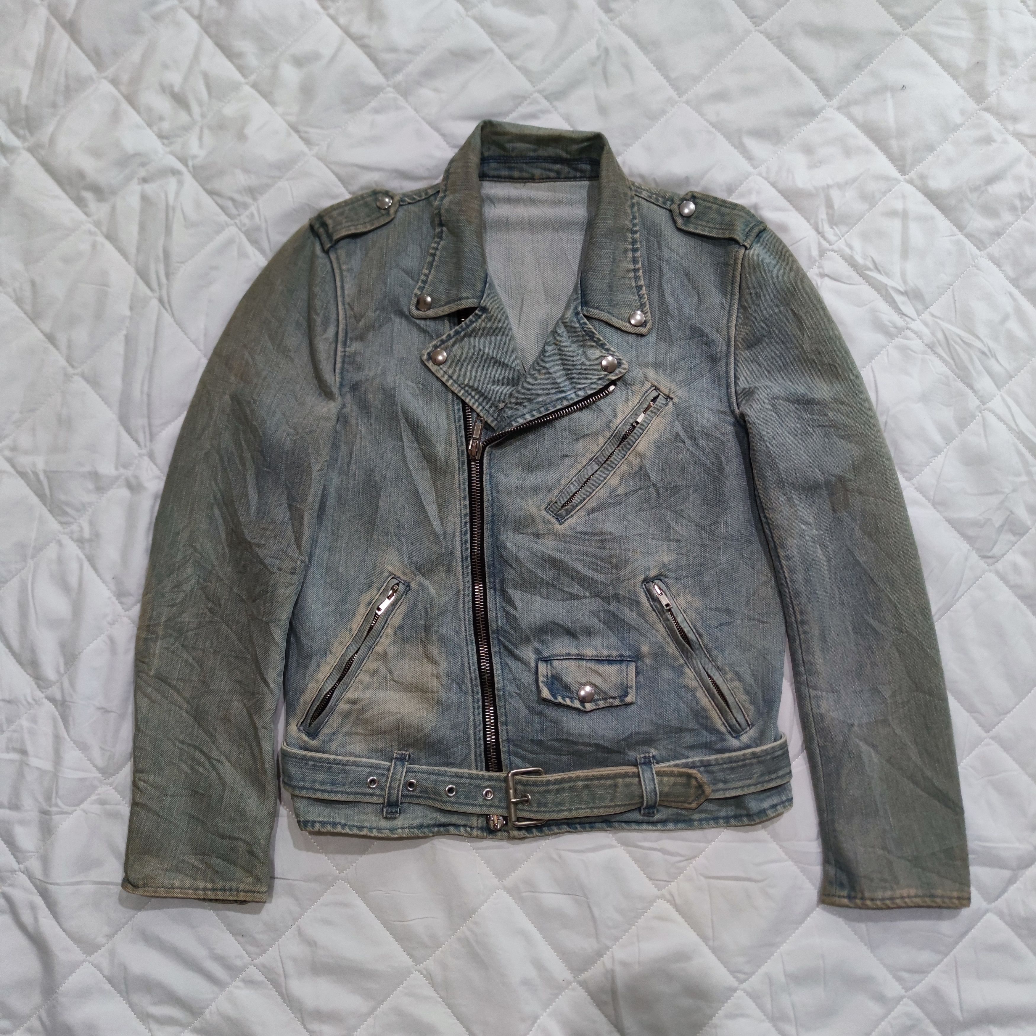 Lithium LITHIUM HOMME DOUBLE COLLAR DENIM JACKET MADE IN JAPAN 