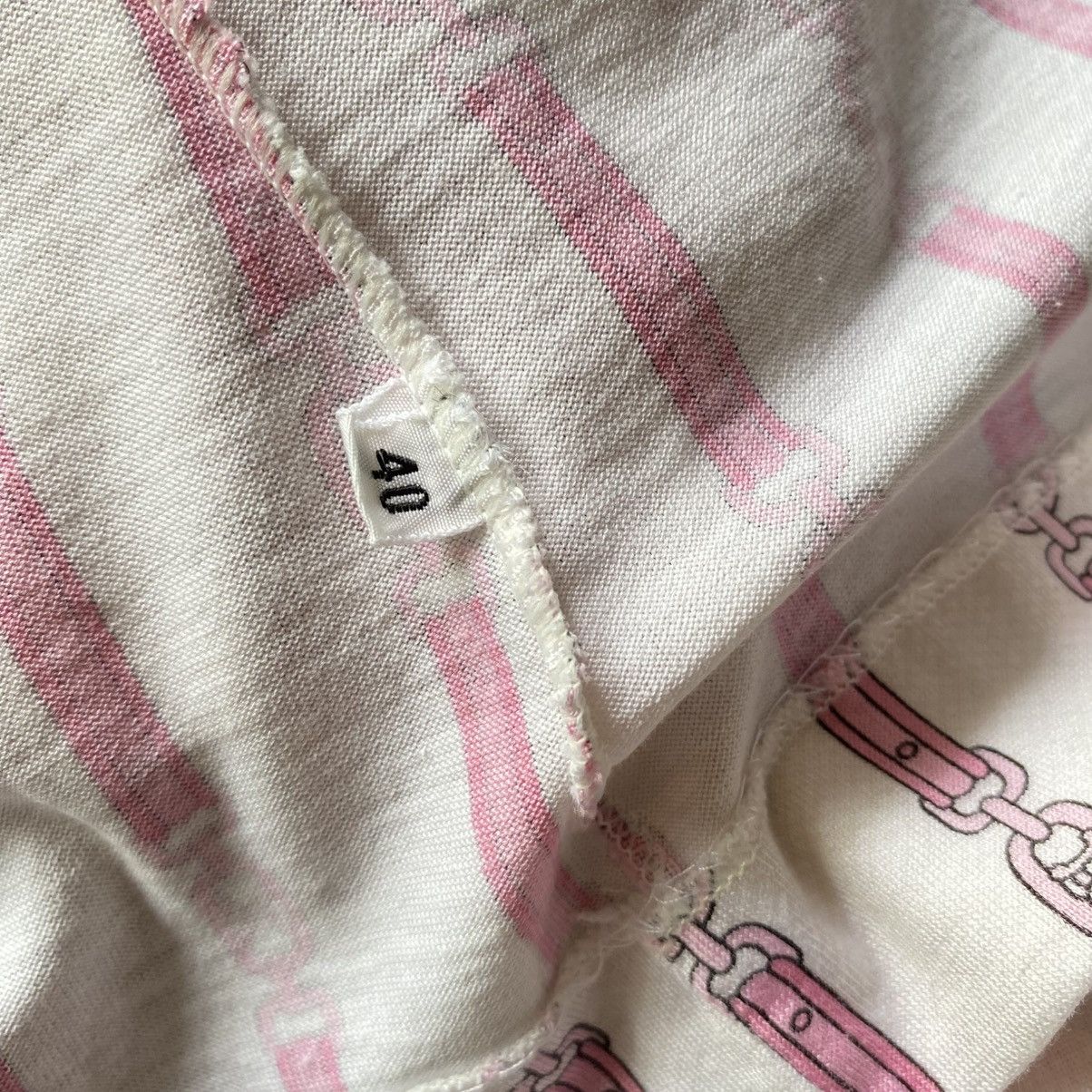 Celine Vintage Celine Pink Chain Print Shirt Size S / US 4 / IT 40 - 15 Thumbnail