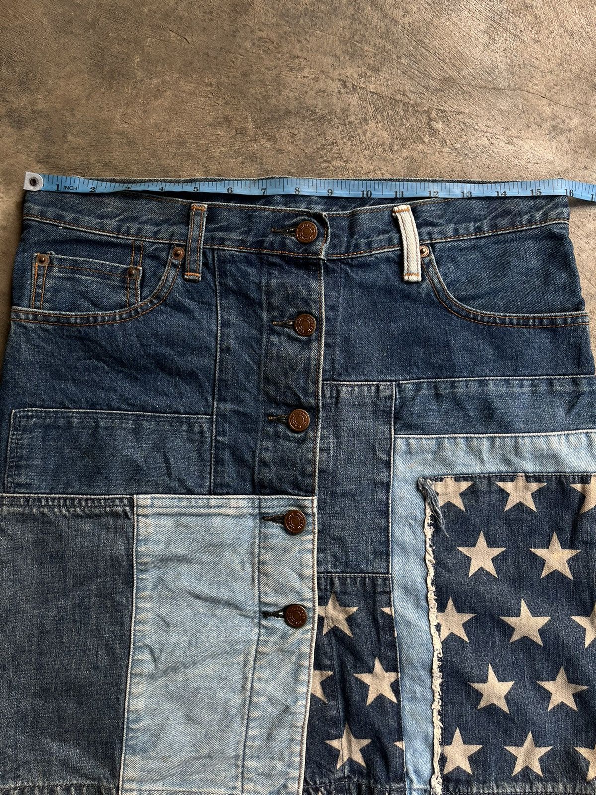 Hysteric Glamour 1990s Hysteric Glamour Kinky Hagi Patcwork Star Denim Skirt Size 32" / US 10 / IT 46 - 15 Thumbnail