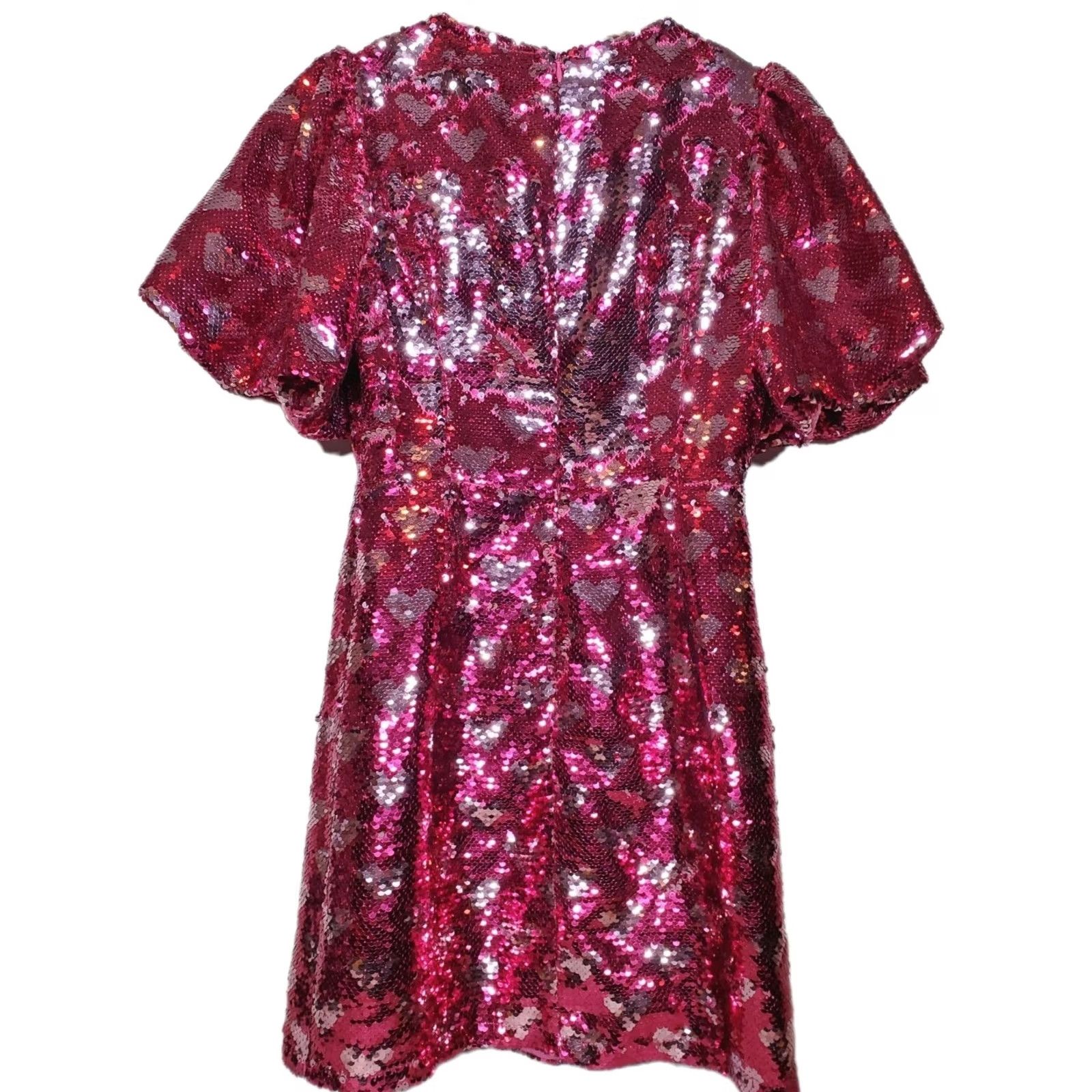 Vintage Sister Jane Nebula Mini Dress All Over Pink Sequin Hearts Women's XS NWT Size XS / US 0-2 / IT 36-38 - 6 Thumbnail