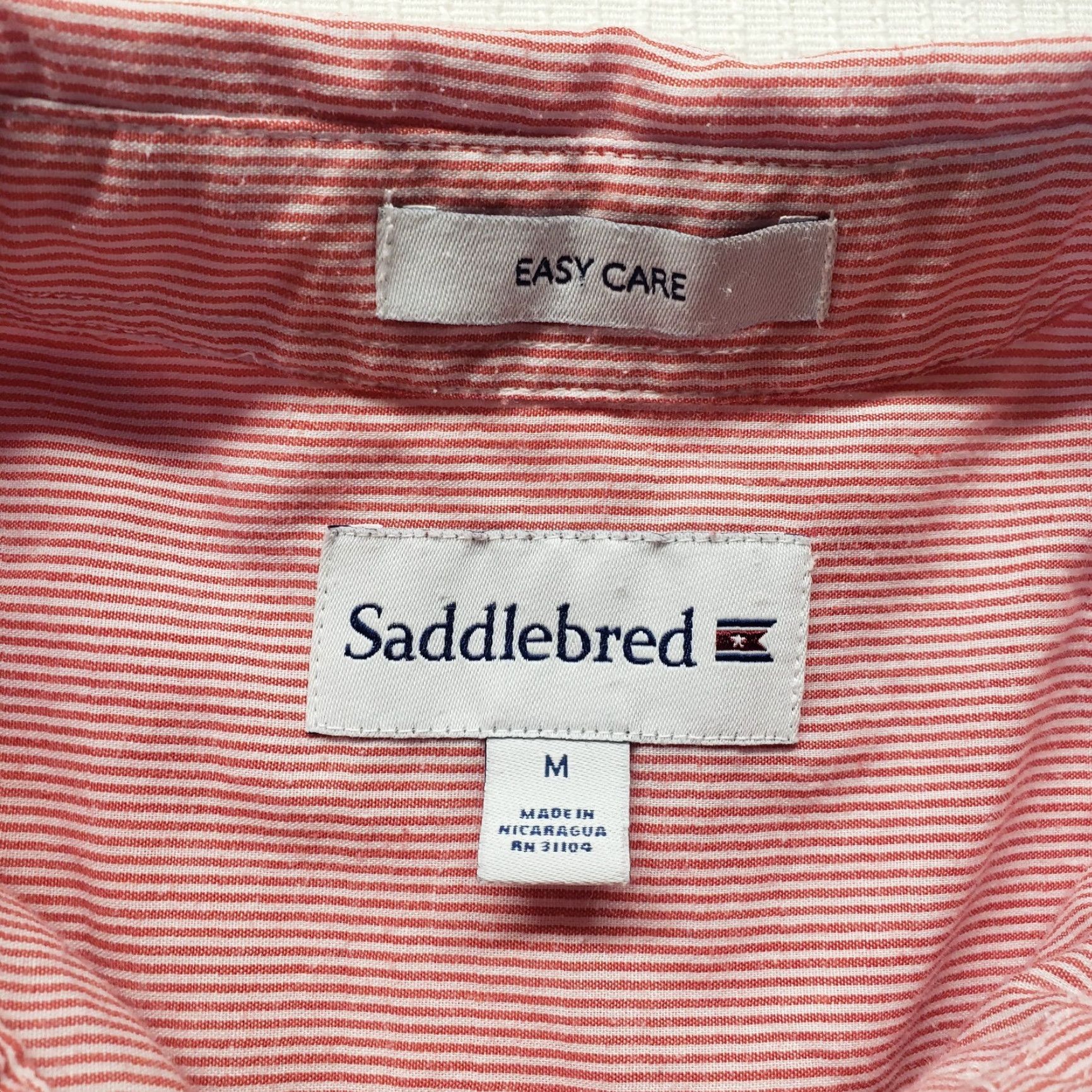 Vintage Saddlebred Men's Cotton Blend Short Sleeve Button-Up Shirt Size M Red Striped Casual Size US M / EU 48-50 / 2 - 3 Thumbnail