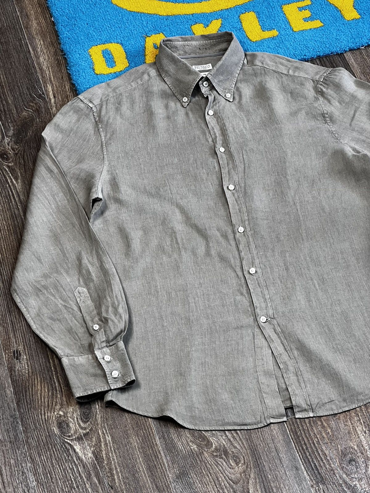 Brunello Cucinelli Brunello Cucinelli Linen Grey Buttons Up Long Sleeve Shirt Size US XL / EU 56 / 4 - 2 Thumbnail