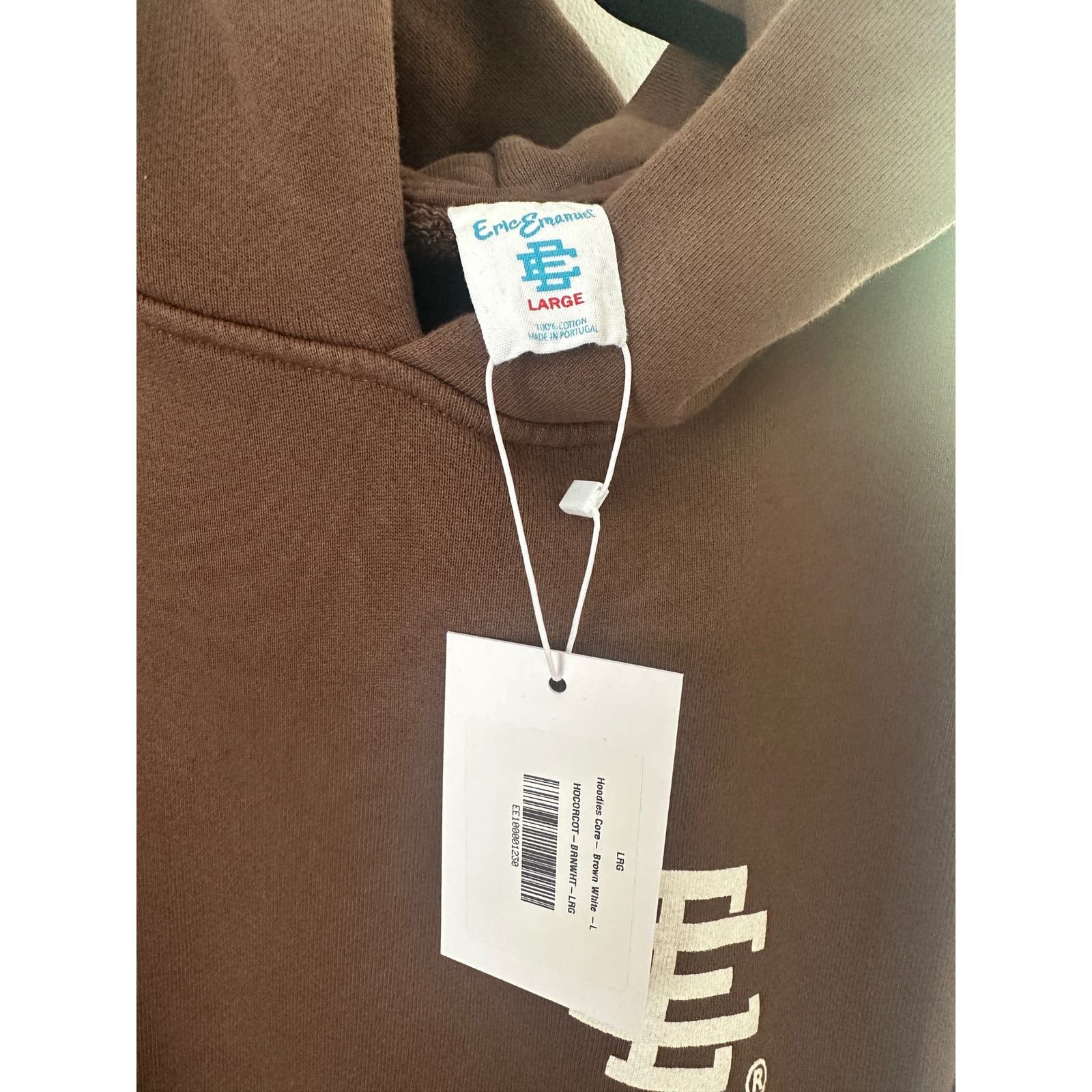Eric Emanuel EE Basic Hoodie Brown/White size Large Mens