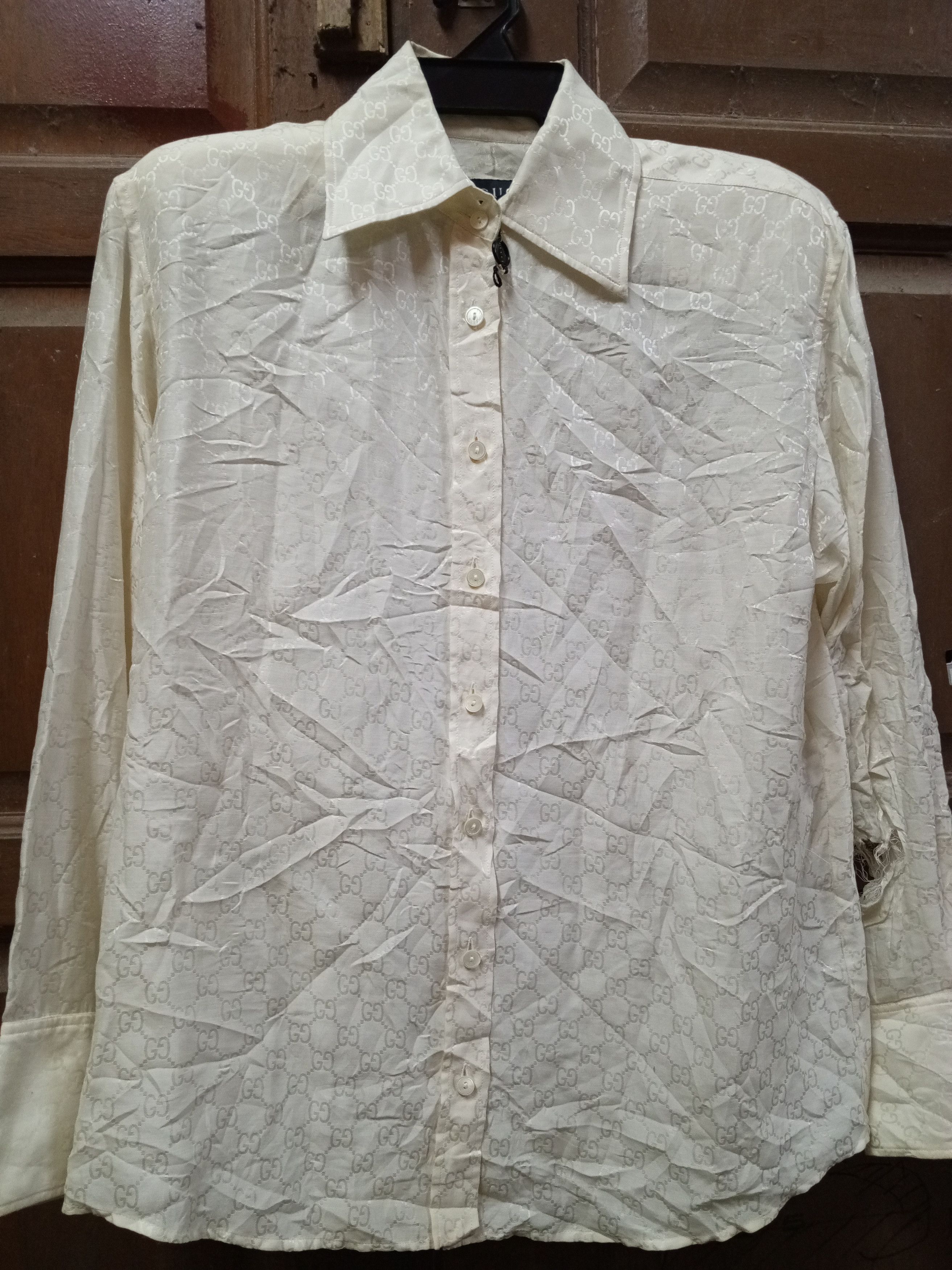 Gucci ‼️torn item‼️Gucci fodena lining doublure button ups VTG Size L / US 10 / IT 46 - 2 Thumbnail