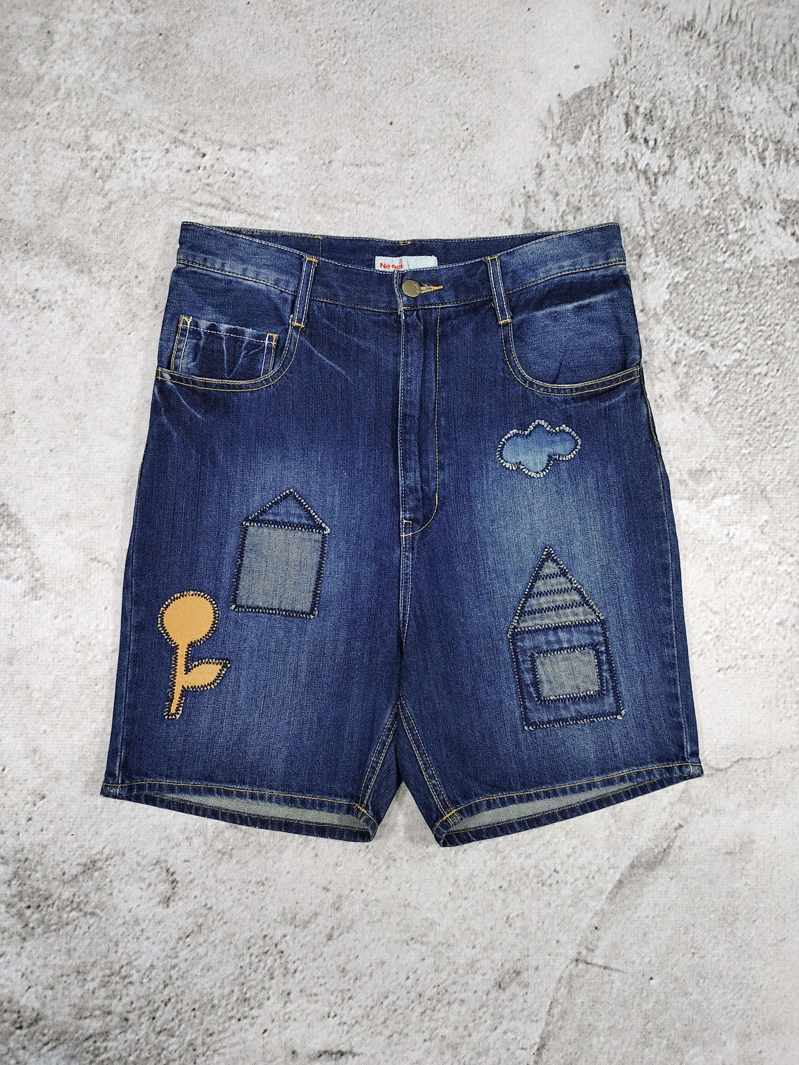Ne-Net 00s Ne-Net- Archive Hand Stitched Pacthwork Denim Short Size 29" - 1 Thumbnail