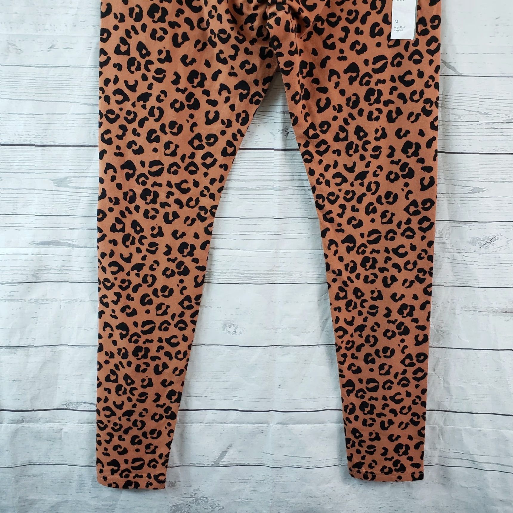 Vintage Wild Fable Leggings Women M Brown Animal Print Cotton High Rise Womens Size 32" / US 10 / IT 46 - 5 Thumbnail