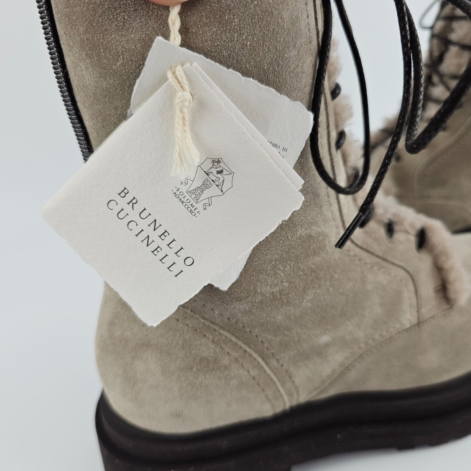 Brunello Cucinelli BRUNELLO CUCINELLI Monile Gray Suede Combat Boots New & Auth Size US 9 / IT 39 - 7 Thumbnail