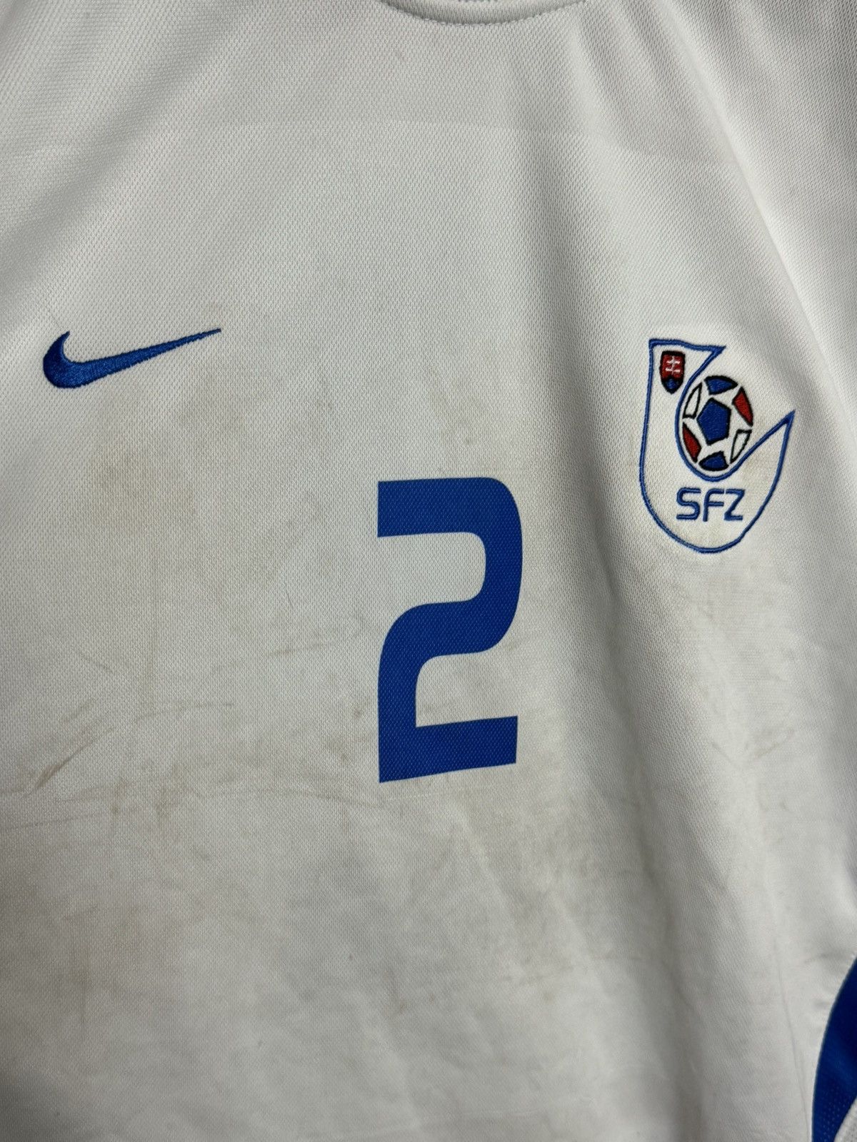 Nike Slovakia National Team 02/03 Home Football Match Worn Jersey Size US XL / EU 56 / 4 - 3 Thumbnail