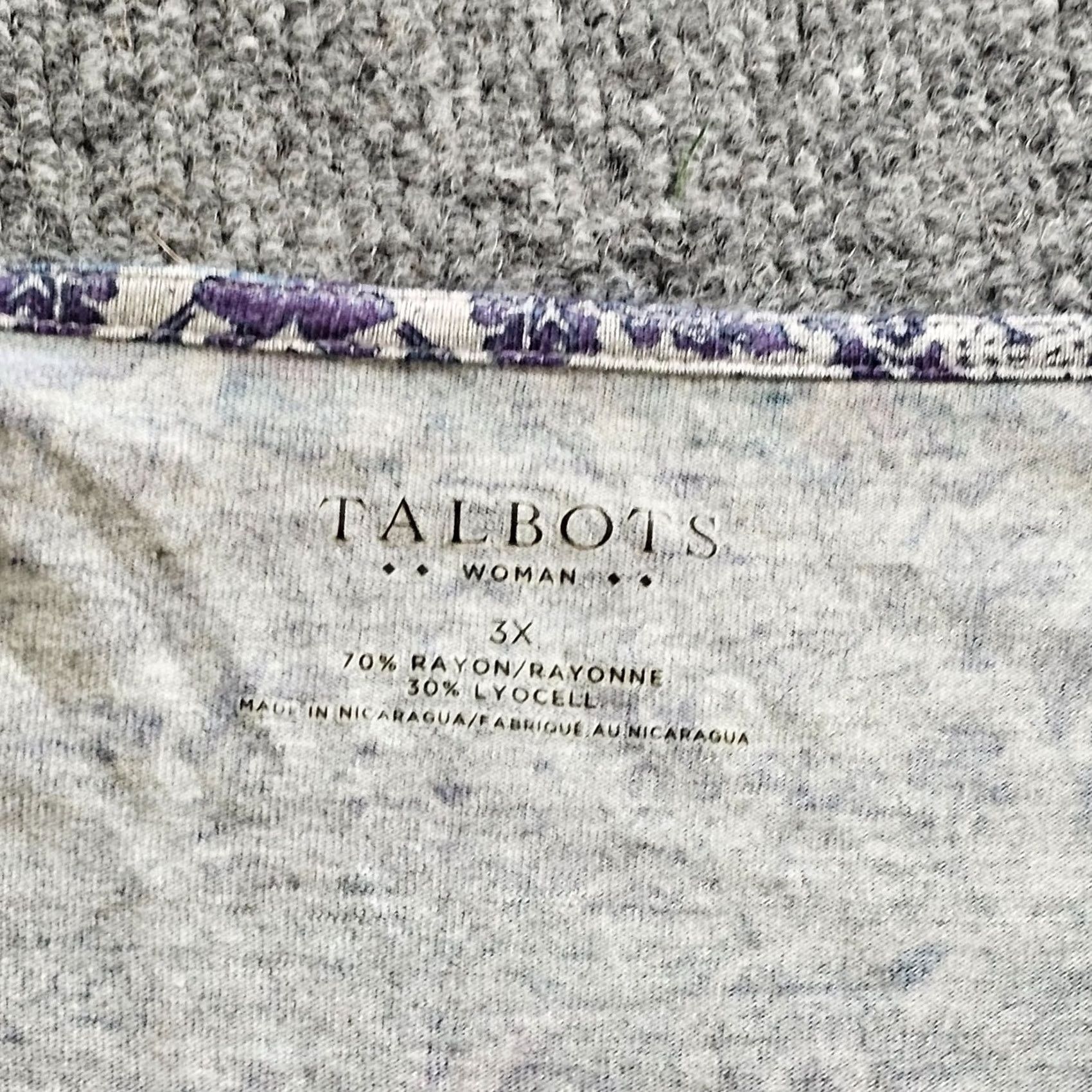 Talbots Talbots Shirt Womens 3X Purple Top Women Blue Floral Cowl Neck Scrunch Casual Career Size XXL / US 16-18 / IT 52-54 - 3 Thumbnail