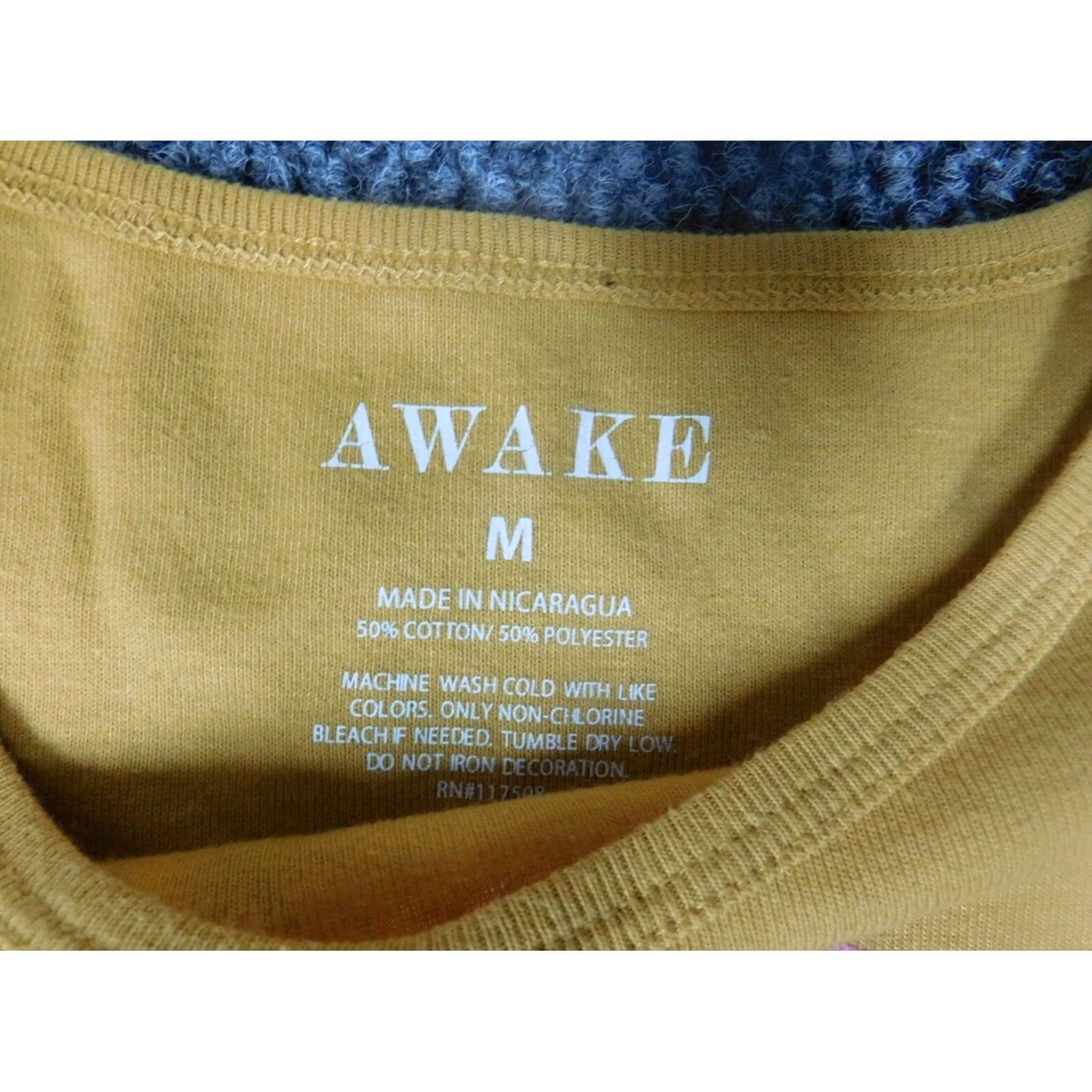 Awake NY Awake Blouse M Women Yellow Crew Neck Short Sleeve Cap Sleeve Rayon Casual California Stretch Regular Modern Basic Shirt Size M / US 6-8 / IT 42-44 - 4 Thumbnail