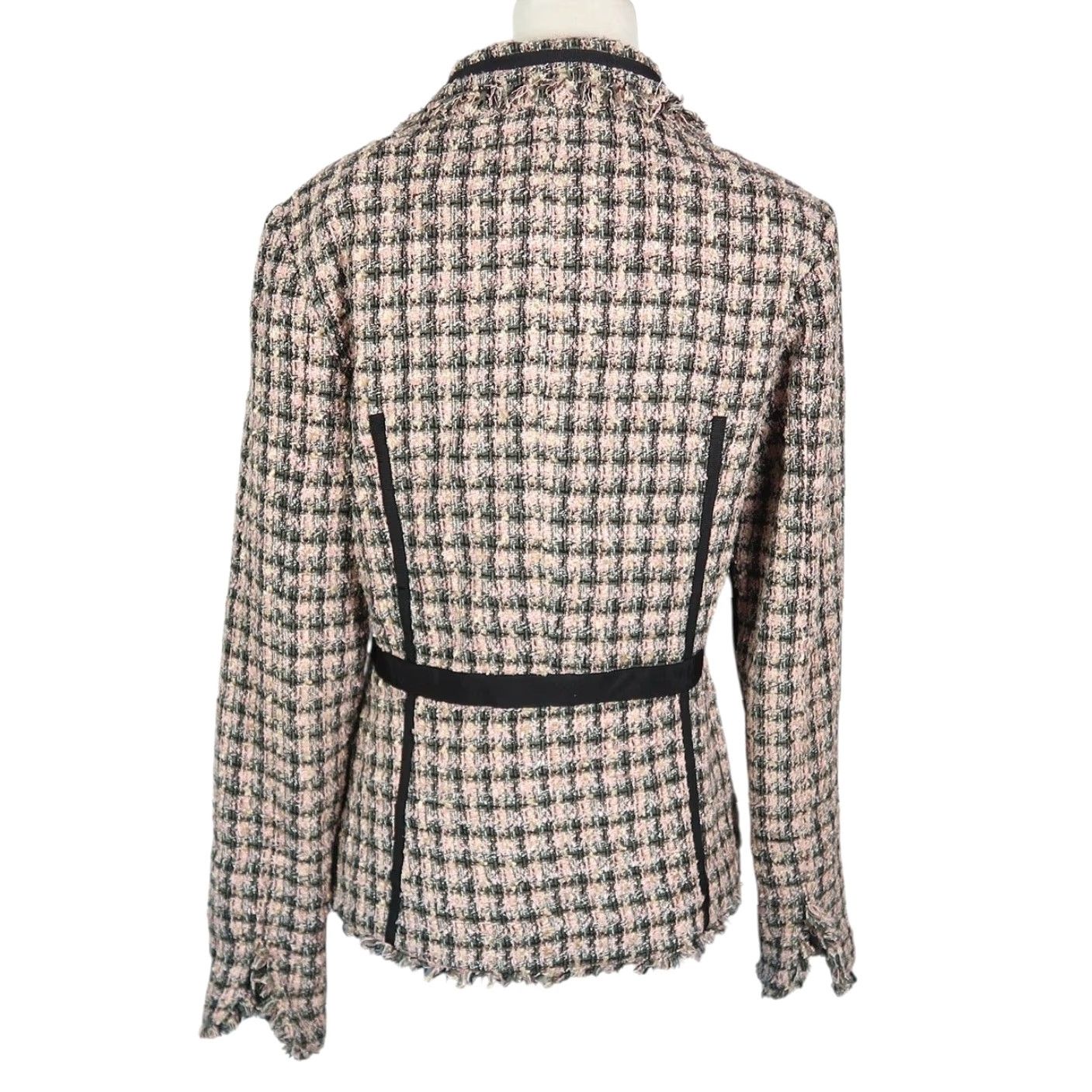 Vintage Marciano Pink and Black Plaid Tweed Blazer Jacket 10 Size L / US 10 / IT 46 - 4 Thumbnail