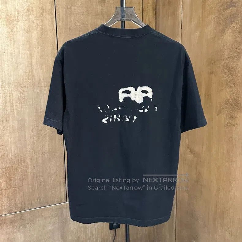Balenciaga Balenciaga Double B Ink Splatter Destroyed Black Short Sle Size US XXS / EU 40 - 2 Thumbnail
