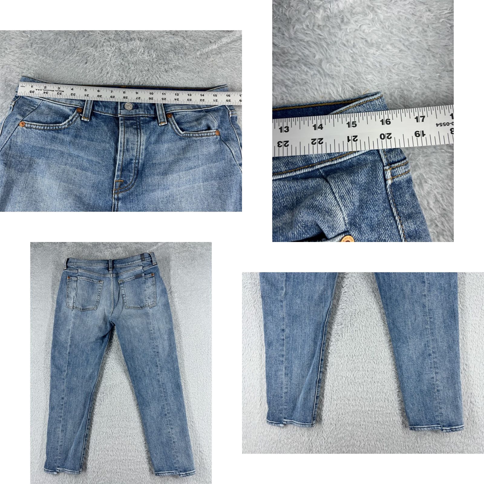 7 For All Mankind 7 For All Mankind Jeans Women 30 Denim Straight Mid Rise 30x26 Black Cotton Blend Distressed Pockets Modern Western Mens Womens Boys Girls Size 30" / US 8 / IT 44 - 9 Thumbnail