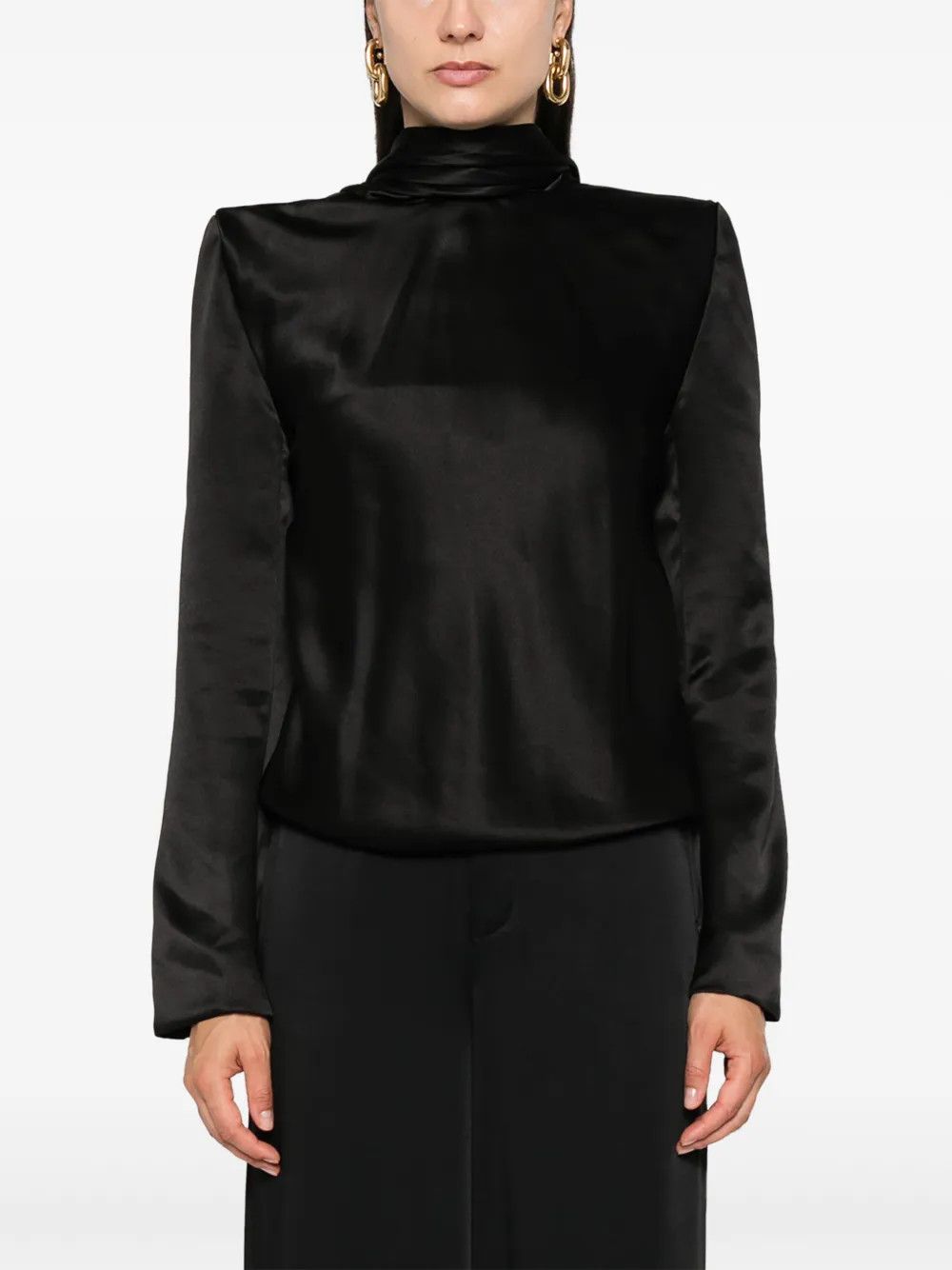 Saint Laurent Paris o1y0126 Silk Blouse in Black Size M / US 6-8 / IT 42-44 - 2 Thumbnail