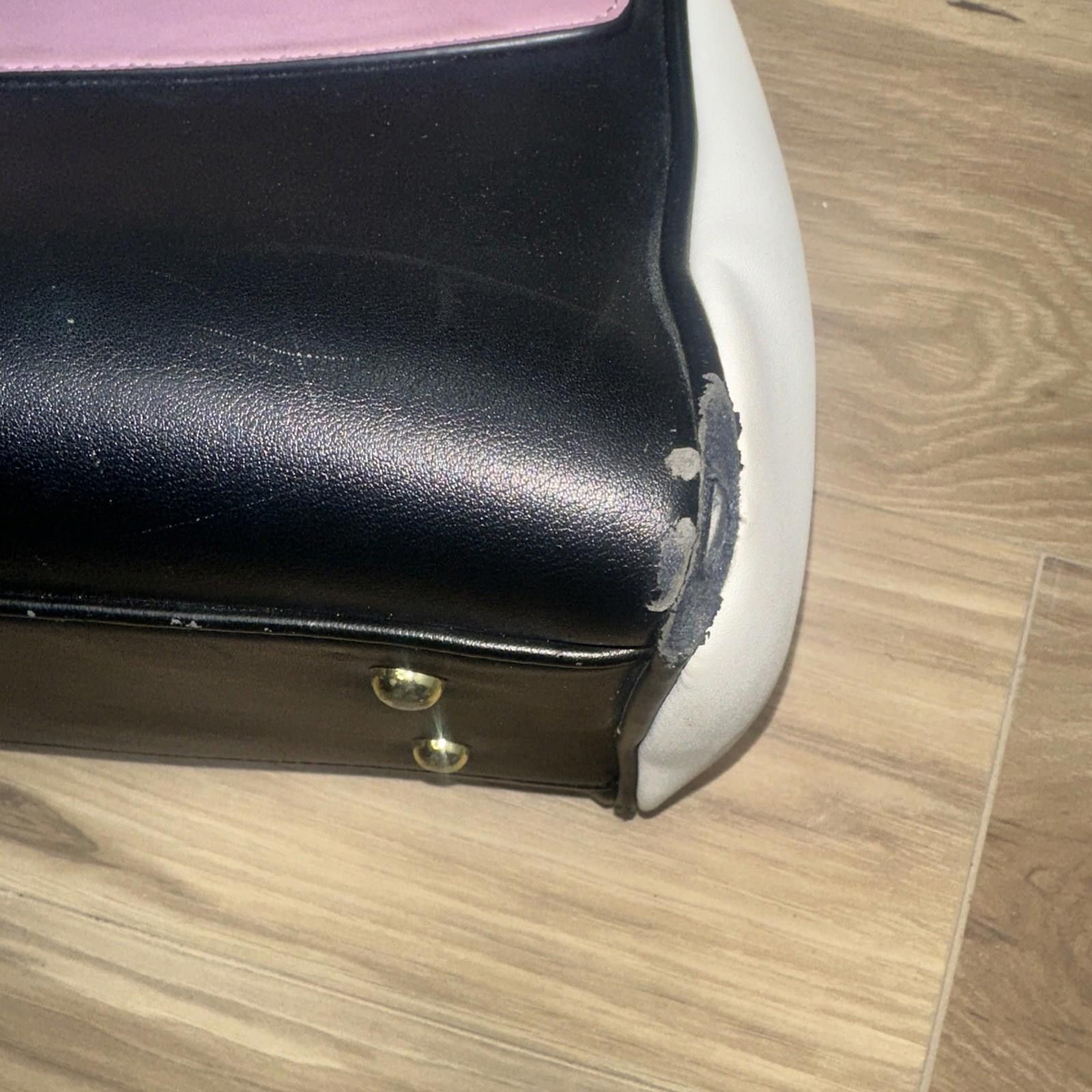 The Unbranded Brand Colorblock White Pink Black Faux Leather Shoulder Bag Handba Size ONE SIZE - 2 Thumbnail