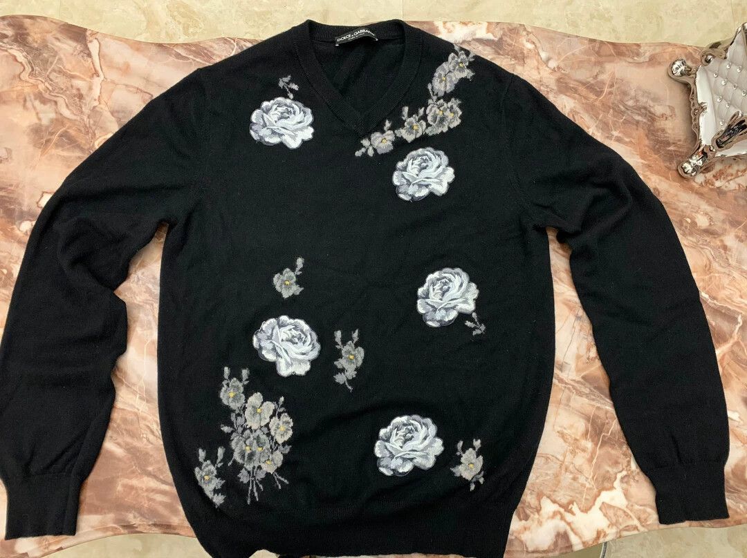 Dolce & Gabbana DG Men's Embroidered Cashmere Sweater Size 52 High-End Size US XXL / EU 58 / 5 - 1 Thumbnail