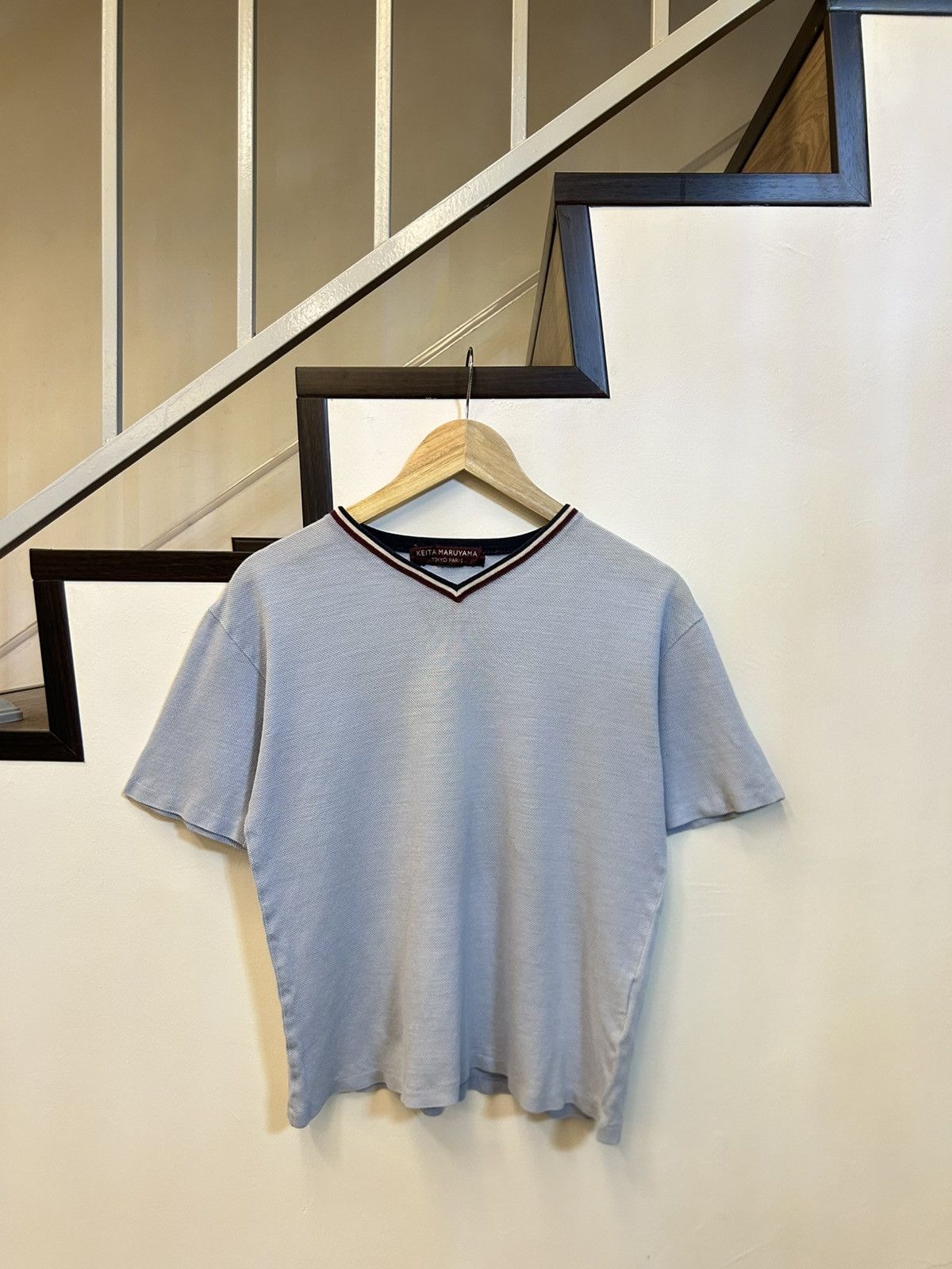 KEITAMARUYAMA VINTAGE💥Keita Maruyama Tokyo Paris Cropped Linen V-Neck Tee Size US M / EU 48-50 / 2 - 1 Thumbnail