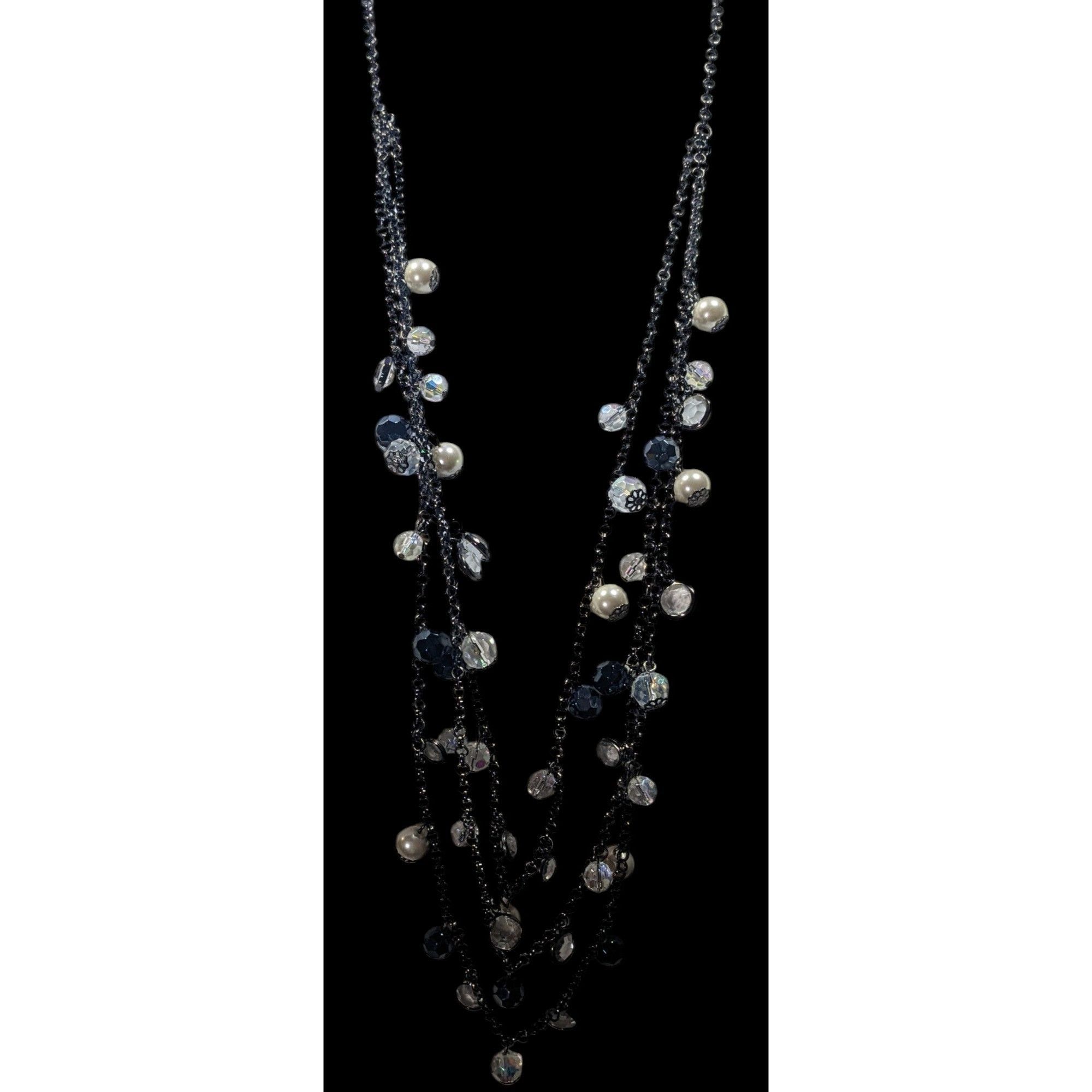 Other Glam Goth Multilayer Glass And Faux Pearl Charm Studded Neck Size ONE SIZE - 4 Thumbnail