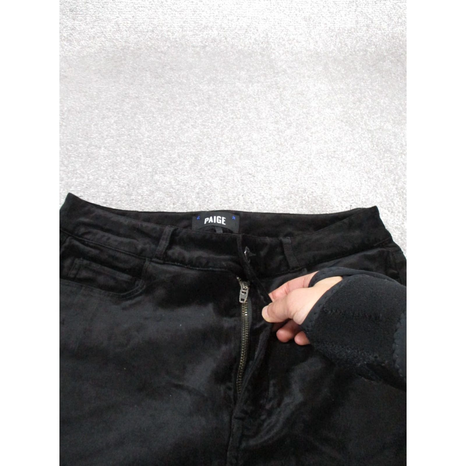 Paige PAIGE Pants Women's 28 Hoxton Velvet Ankle Skinny Black Cotton Blend Zipper Front - 28 - Regular - Slim/Stretch - Womens Size 28" / US 6 / IT 42 - 3 Thumbnail