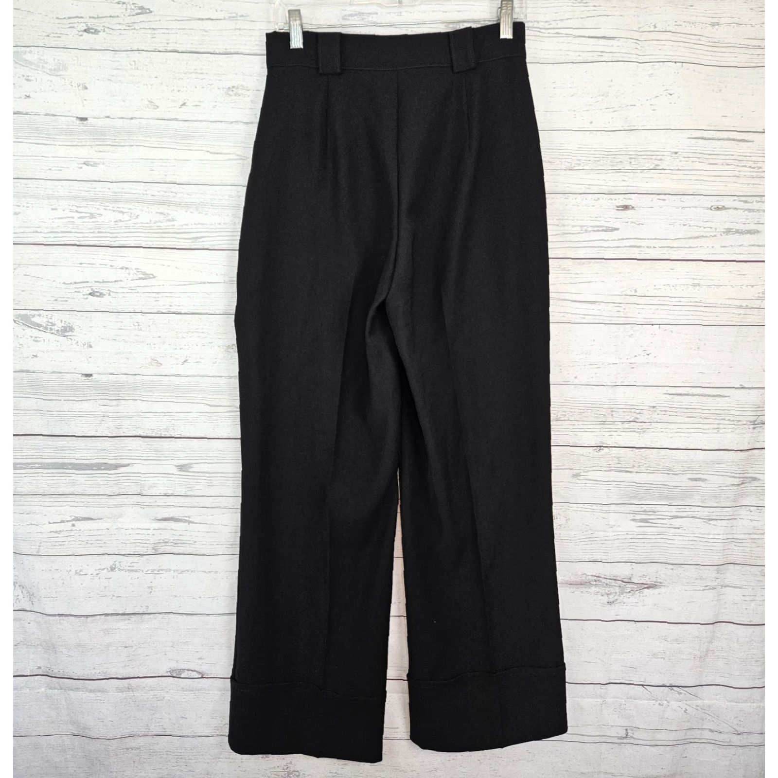 Joseph Ribkoff Joseph Ribkoff Womens Wide Leg Pants Sz 4 Black High Rise Cuffed Dress Pants Size 27" / US 4 / IT 40 - 3 Thumbnail