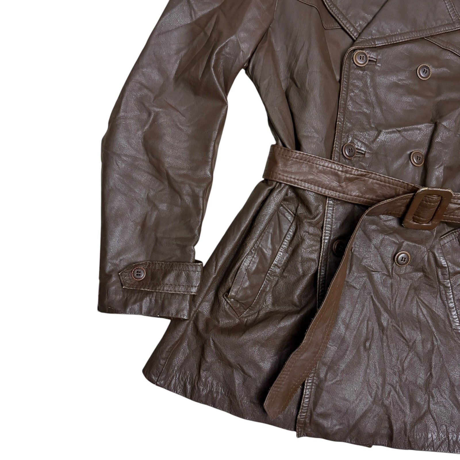 Other Vintage Leather Coat Princeton Trench Retro Jacket Small Size US S / EU 44-46 / 1 - 6 Thumbnail